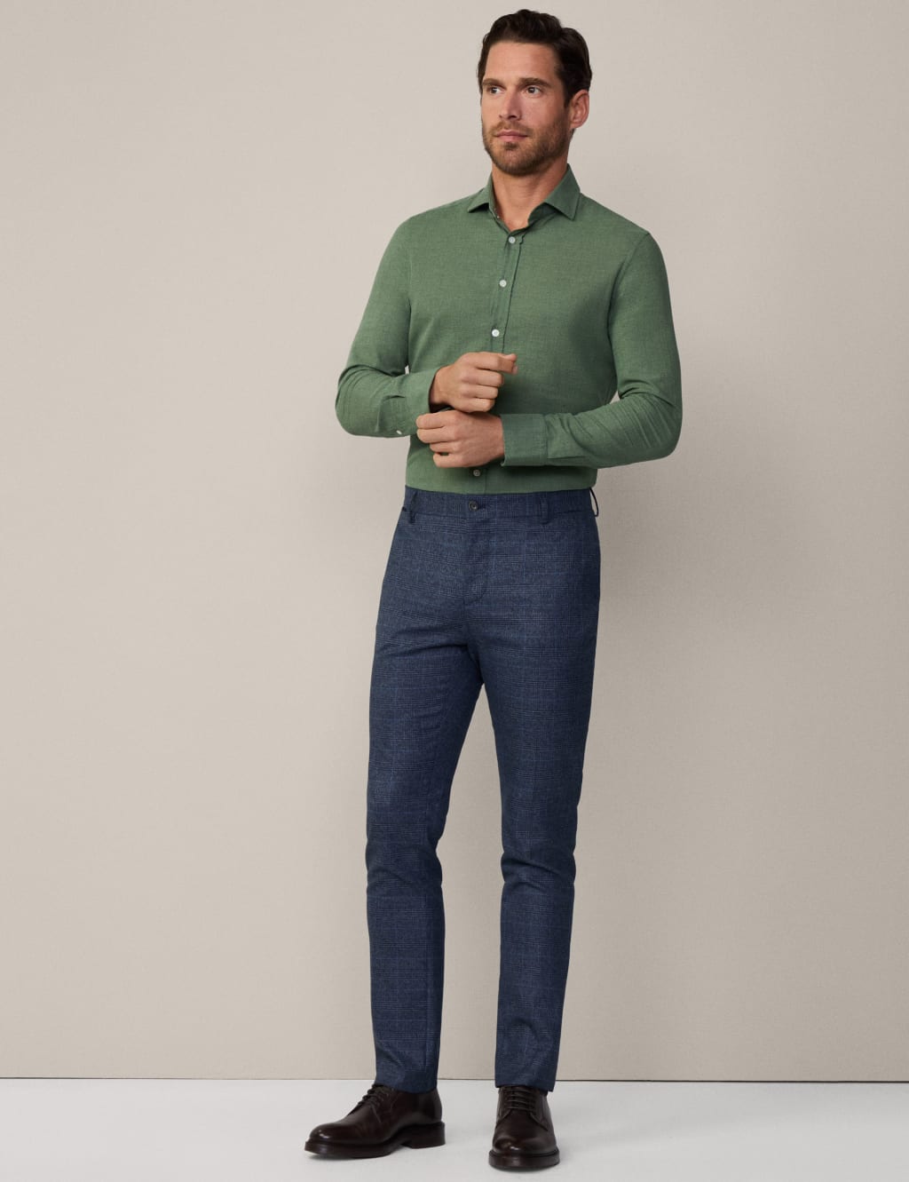Slim Fit Pure Cotton Checked Trousers