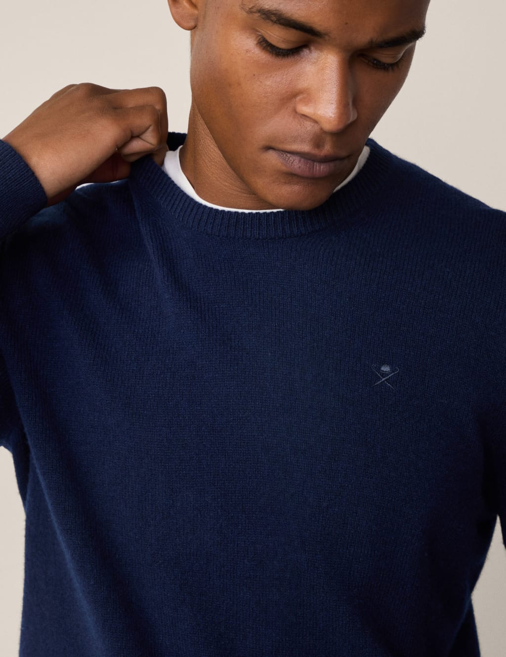 Navy lambswool crew neck jumper new arrivals