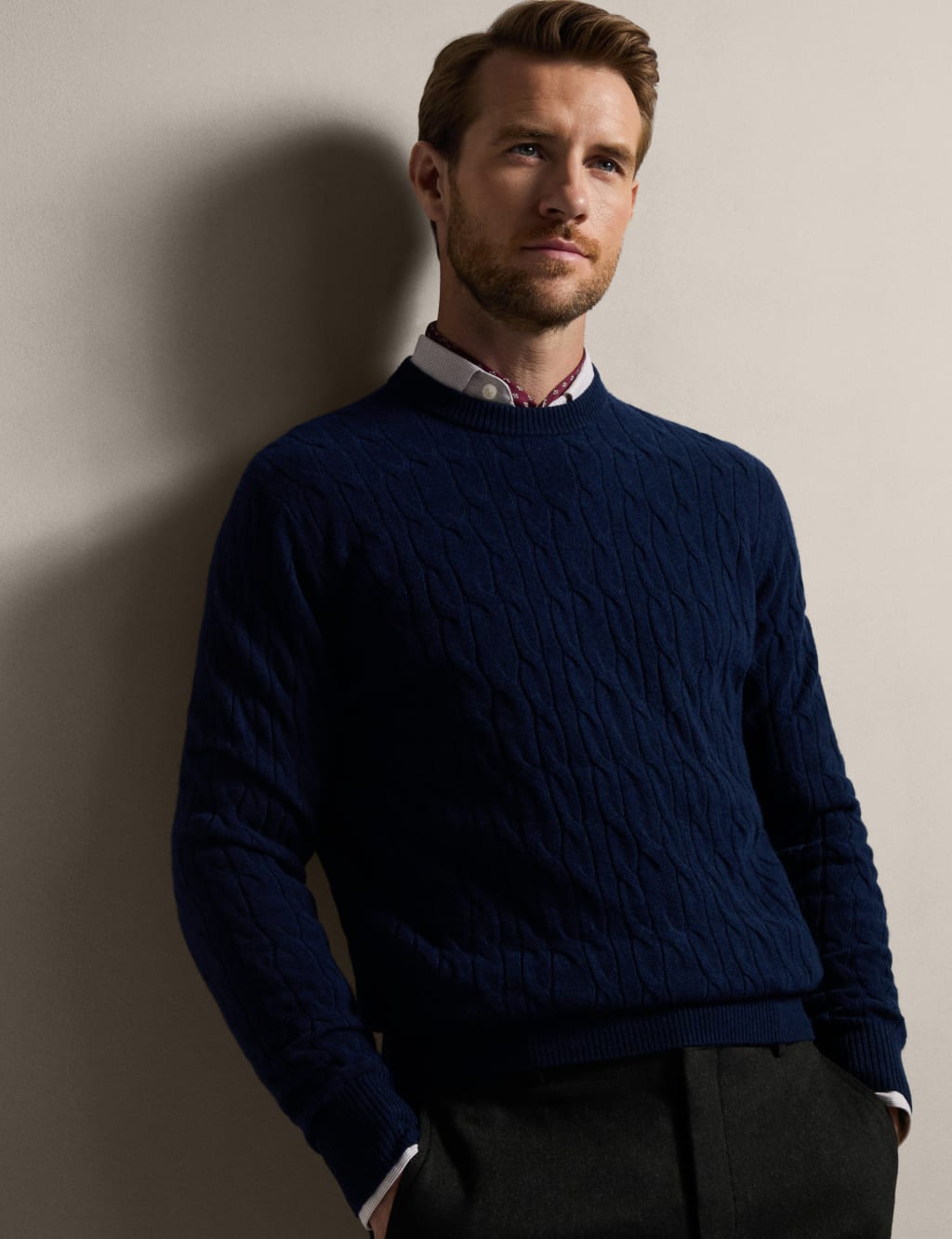Pure Wool Cable Crew Neck Jumper