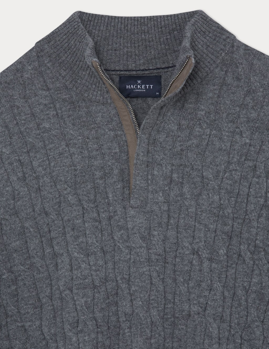 Pure Wool Cable Half Zip Jumper Hackett M S