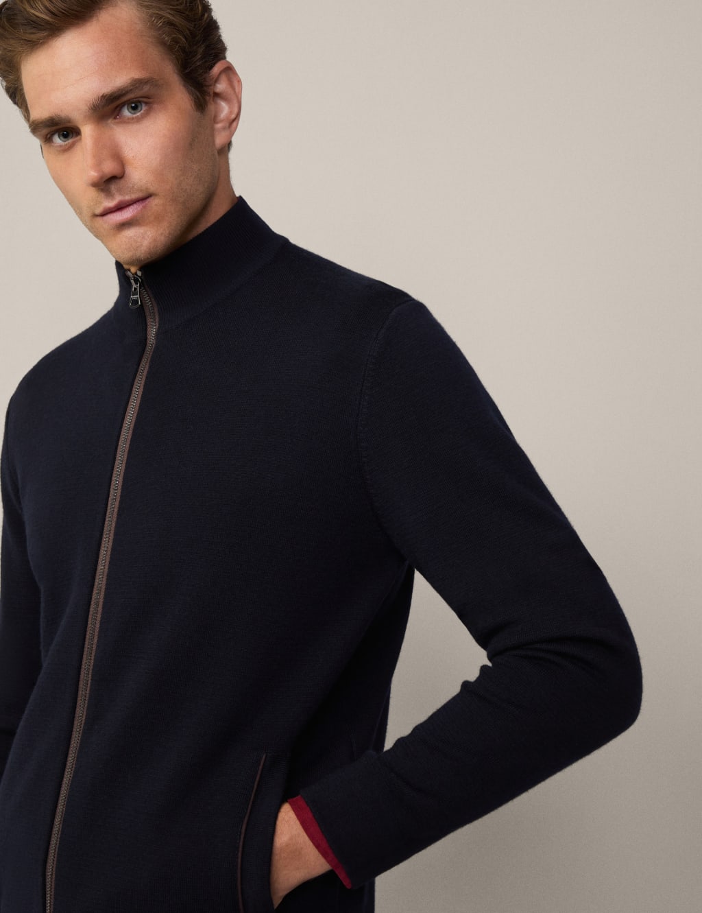 Pure Wool High Neck Zip Up Jumper 3 of 9