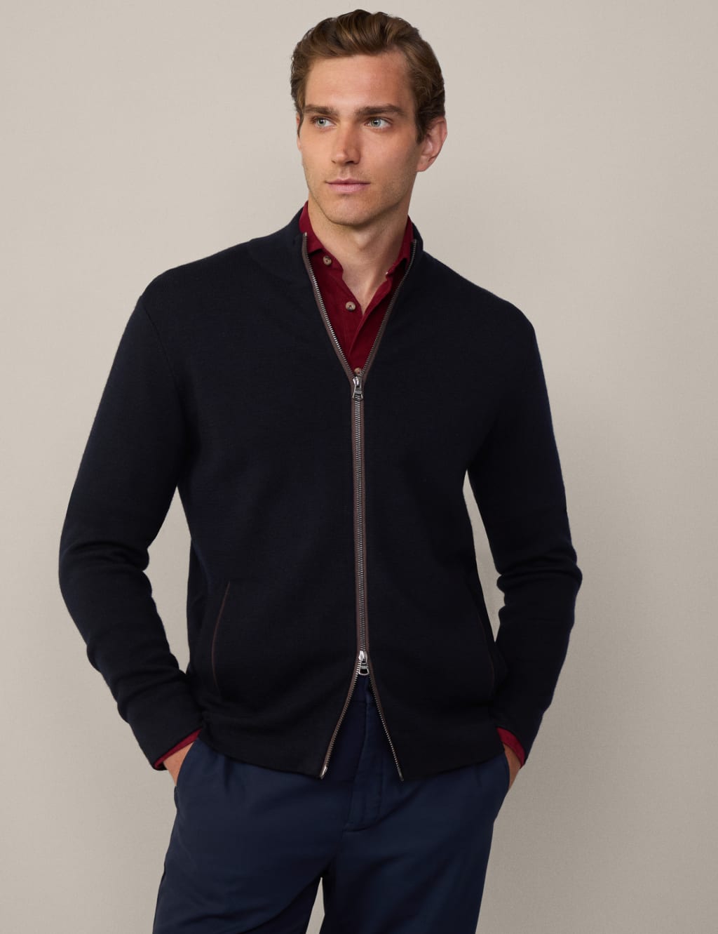 Pure Wool High Neck Zip Up Jumper 6 of 9