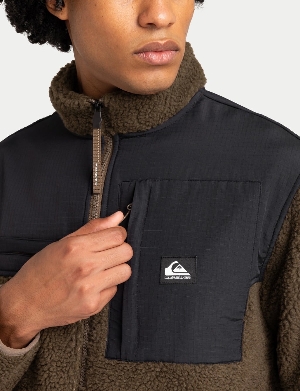 Colour Block Zip Up Funnel Neck Fleece Quiksilver M S