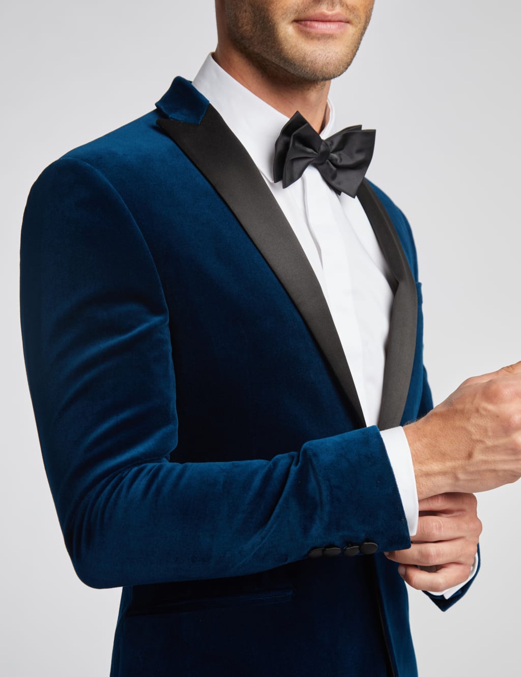 Slim Fit Pure Cotton Velvet Tuxedo Jacket