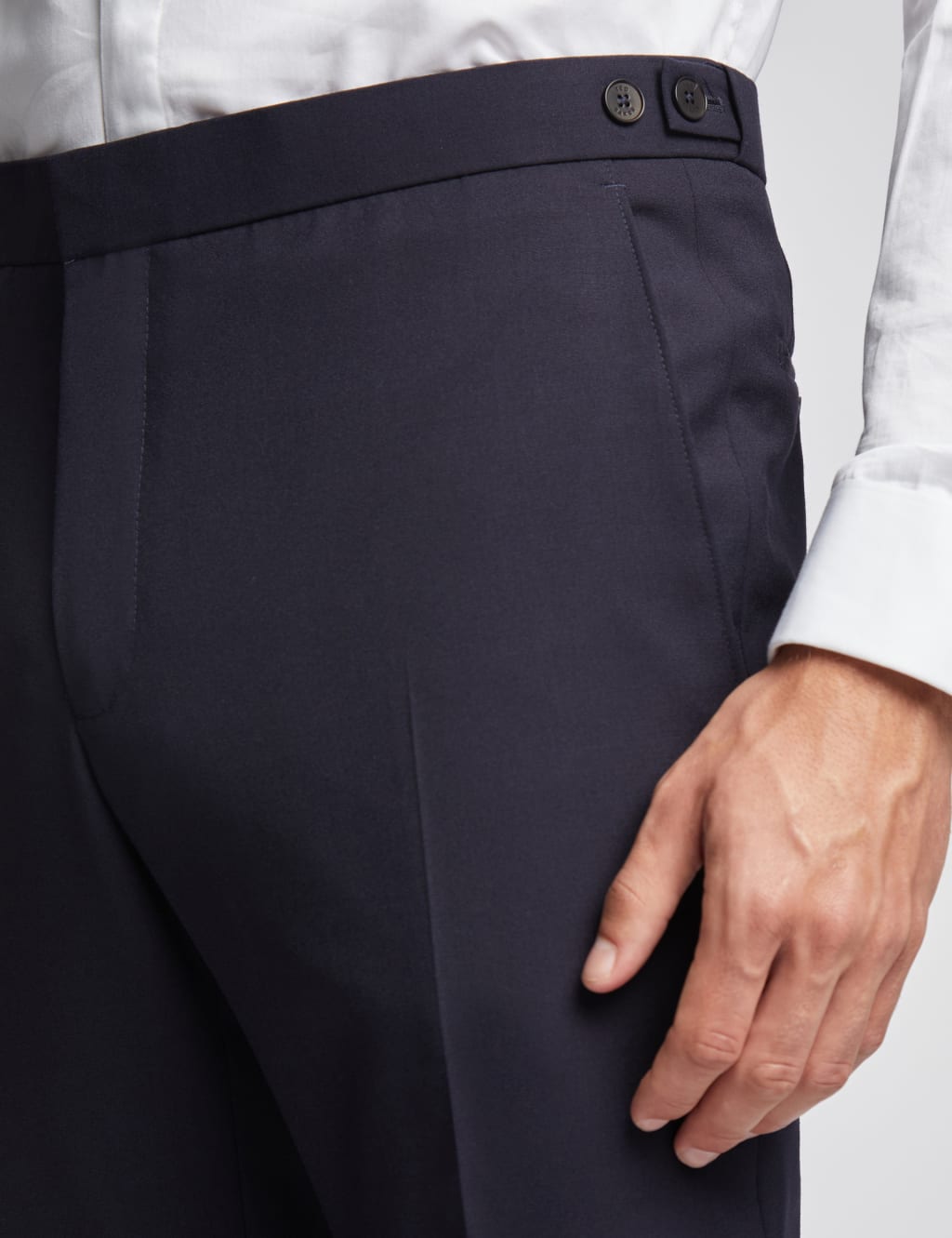 Slim Fit Wool Rich Plain Tuxedo Trousers 3 of 4