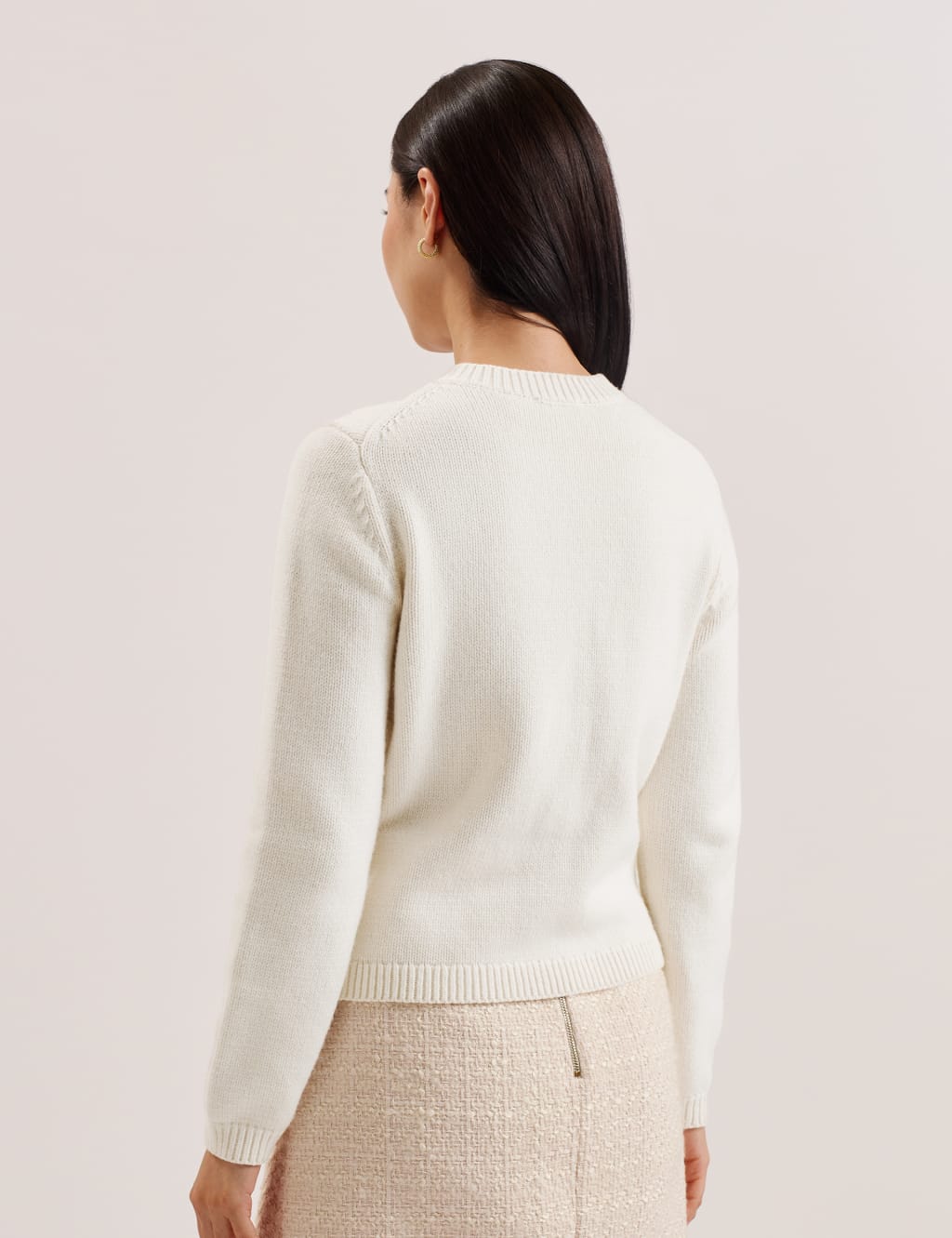 Wool Rich Button Front Cardigan with Cotton 3 of 3