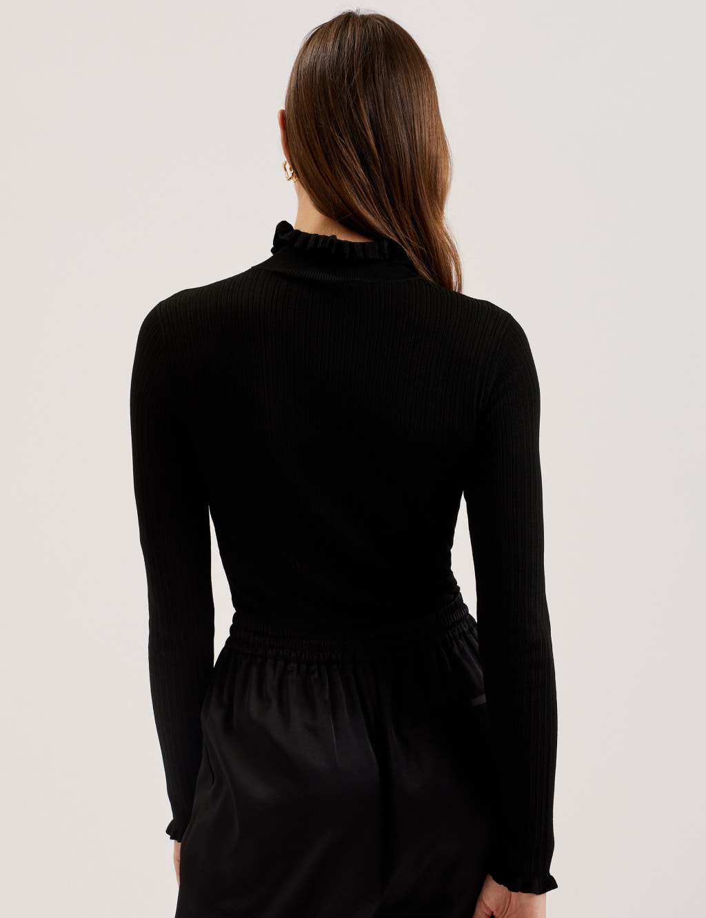 Ribbed Funnel Neck Frill Detail Jumper 3 of 3