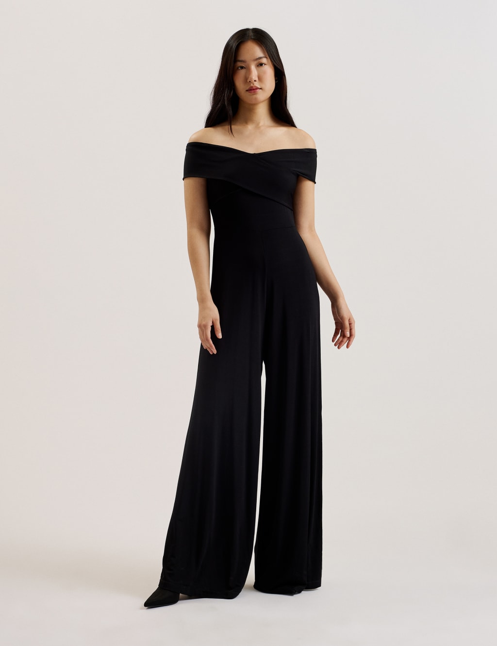 Short Sleeve Off Shoulder Jumpsuit