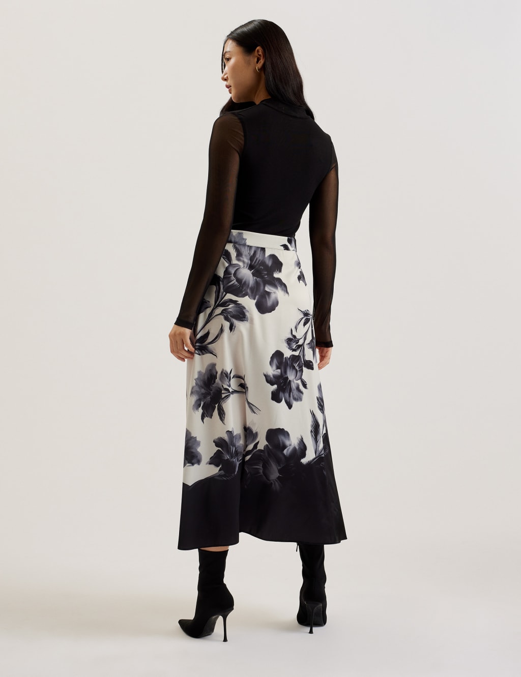 Mesh Floral Midi Waisted Dress 3 of 3