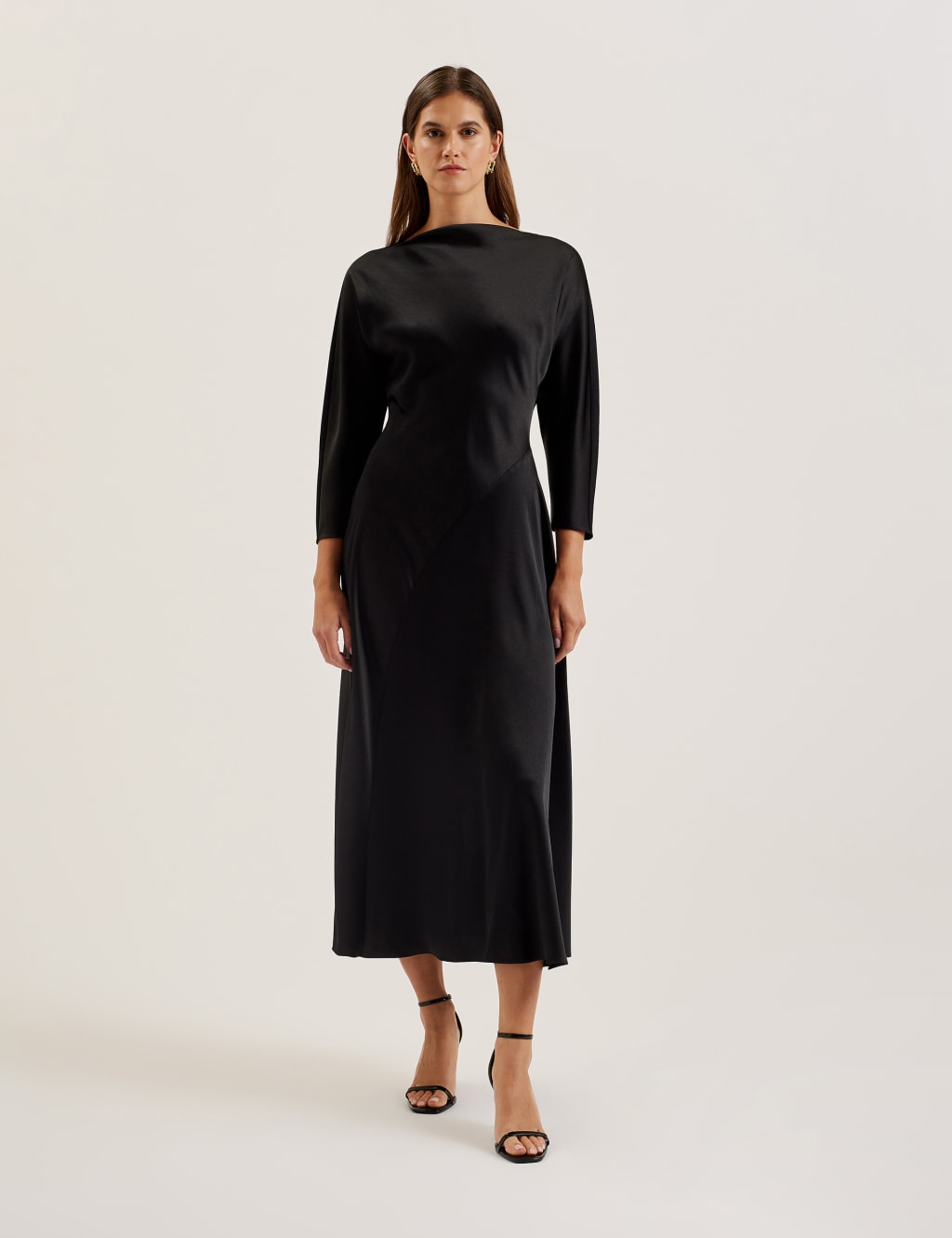 Curve Seam Detail Midi Slip Dress