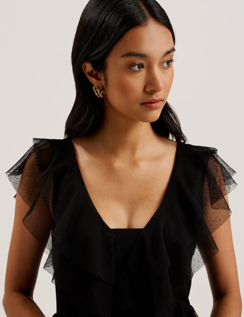 Mesh Ruffle Maxi Dress 2 of 3