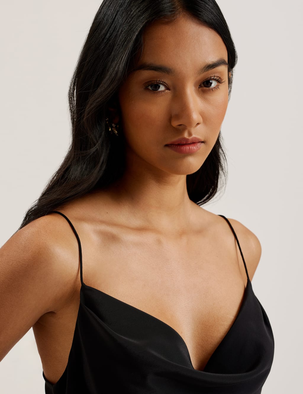 Cowl Neck Lace Insert Midaxi Slip Dress 3 of 6