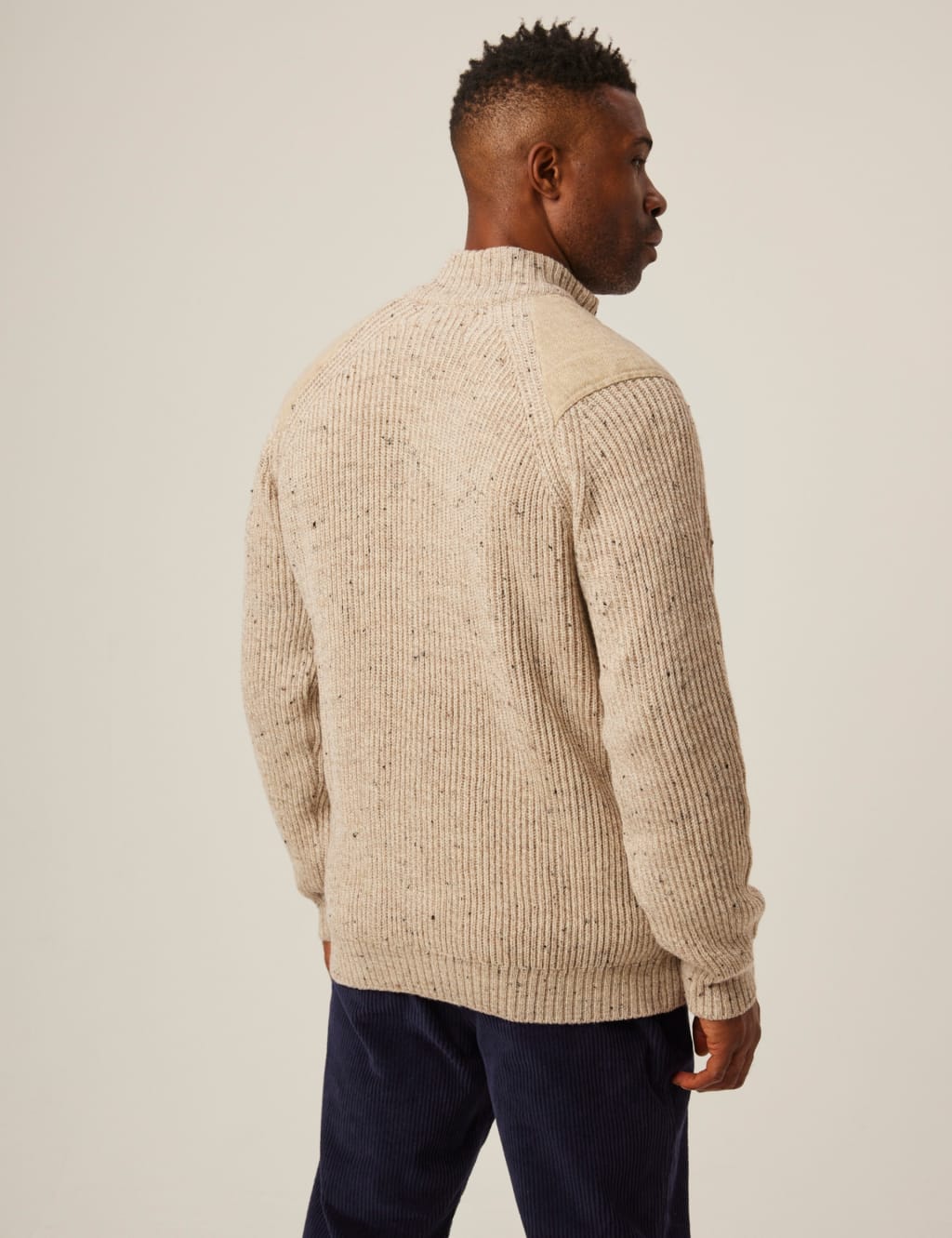 Pure Wool Textured Half Zip Jumper Peregrine M S