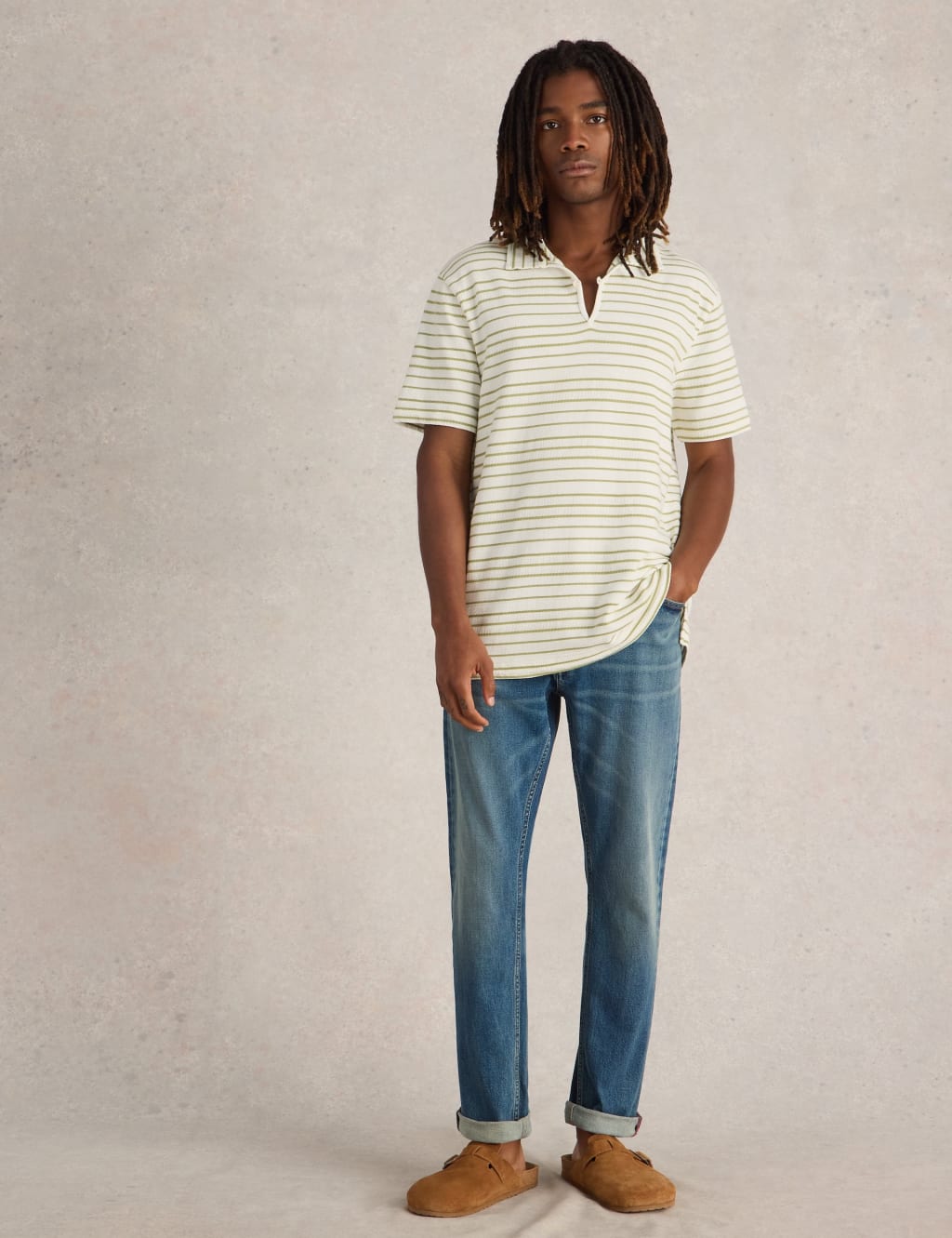 Pure Cotton Jacquard Striped Polo Shirt 1 of 6