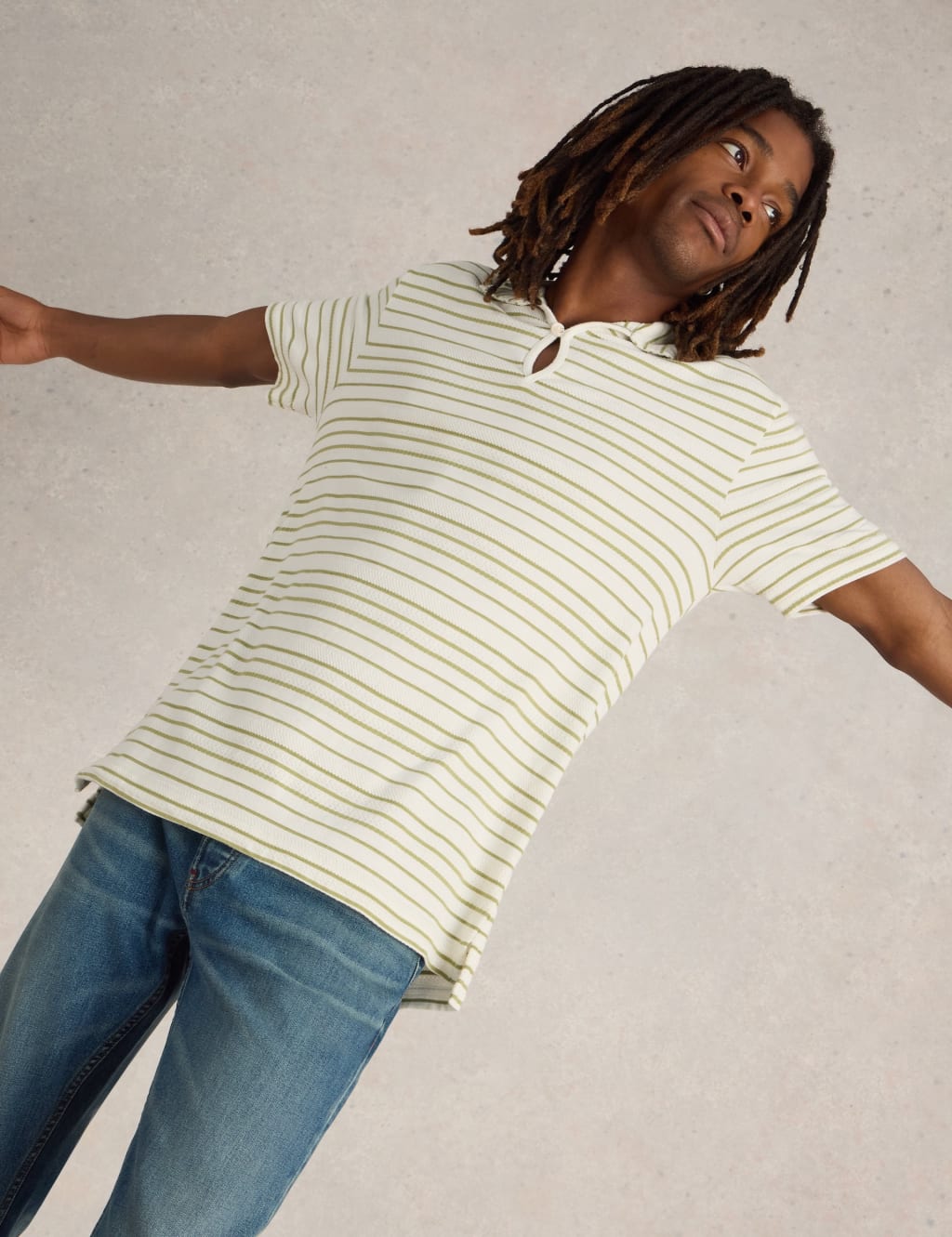 Pure Cotton Jacquard Striped Polo Shirt 3 of 6