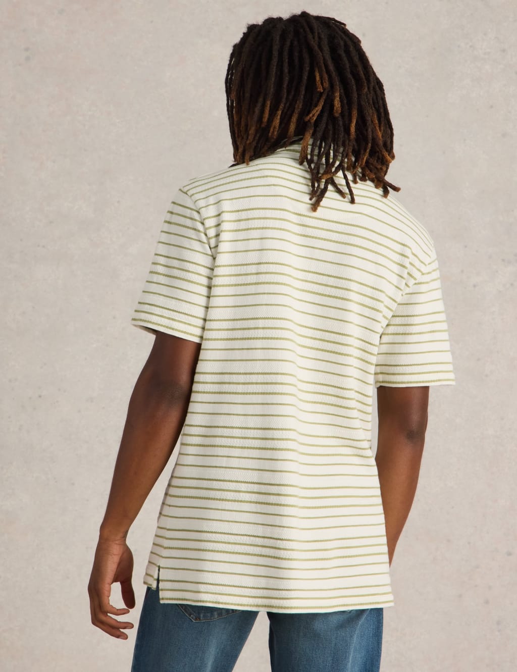 Pure Cotton Jacquard Striped Polo Shirt 4 of 6