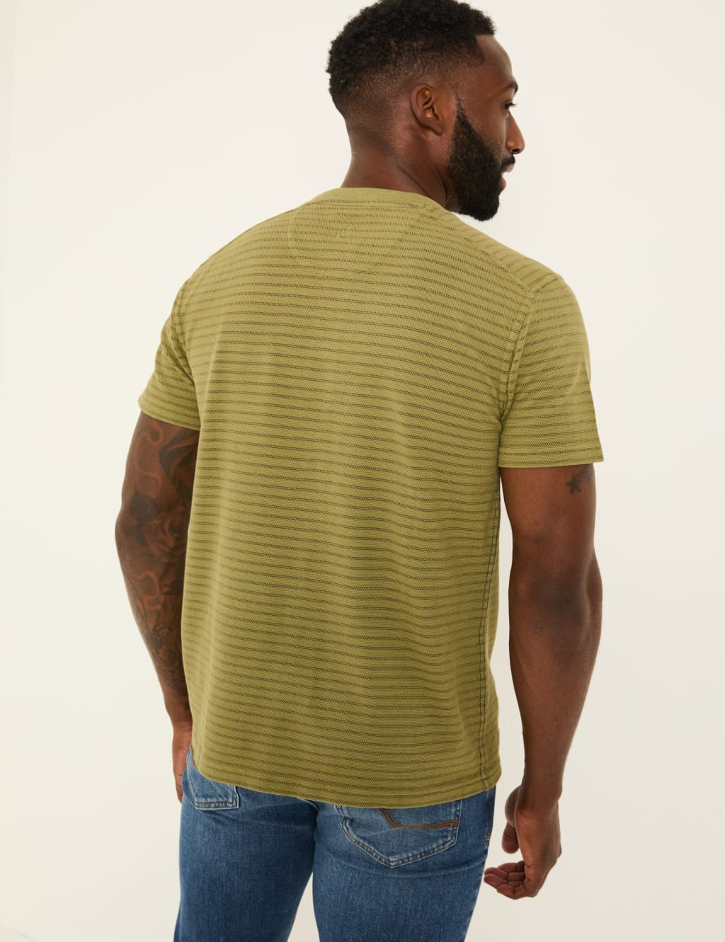 Pure Cotton Henley Striped T-Shirt 3 of 5