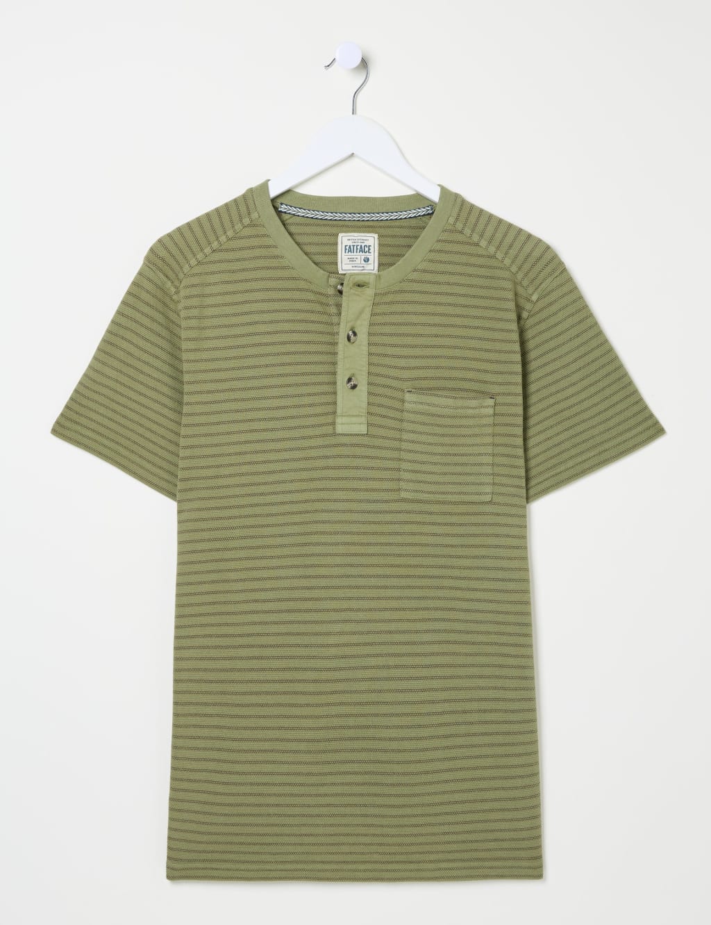 Pure Cotton Henley Striped T-Shirt 2 of 5
