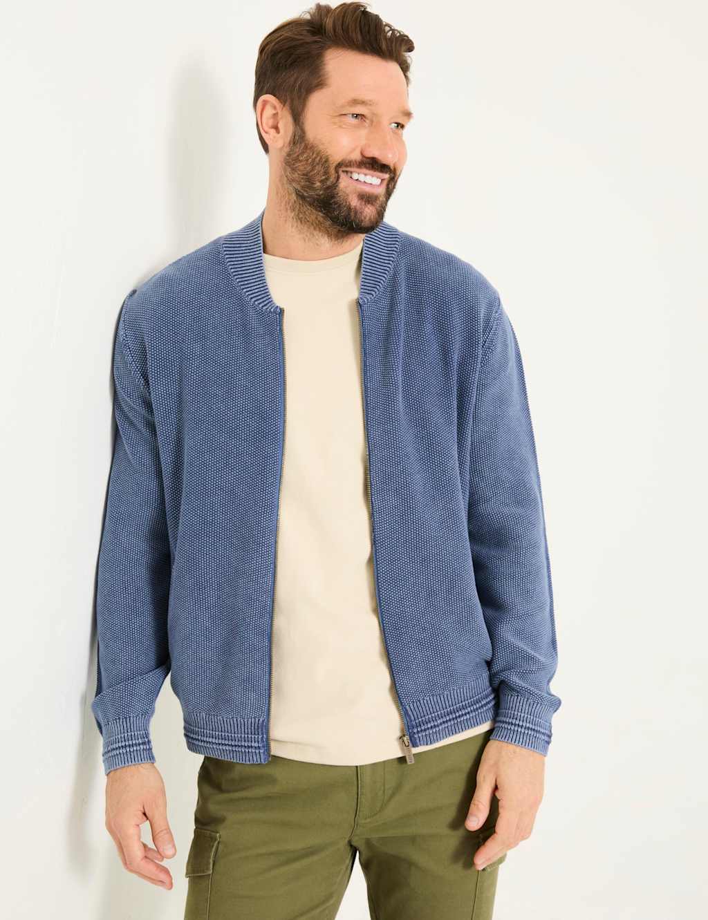 Pure Cotton Zip Up Knitted Bomber 3 of 5