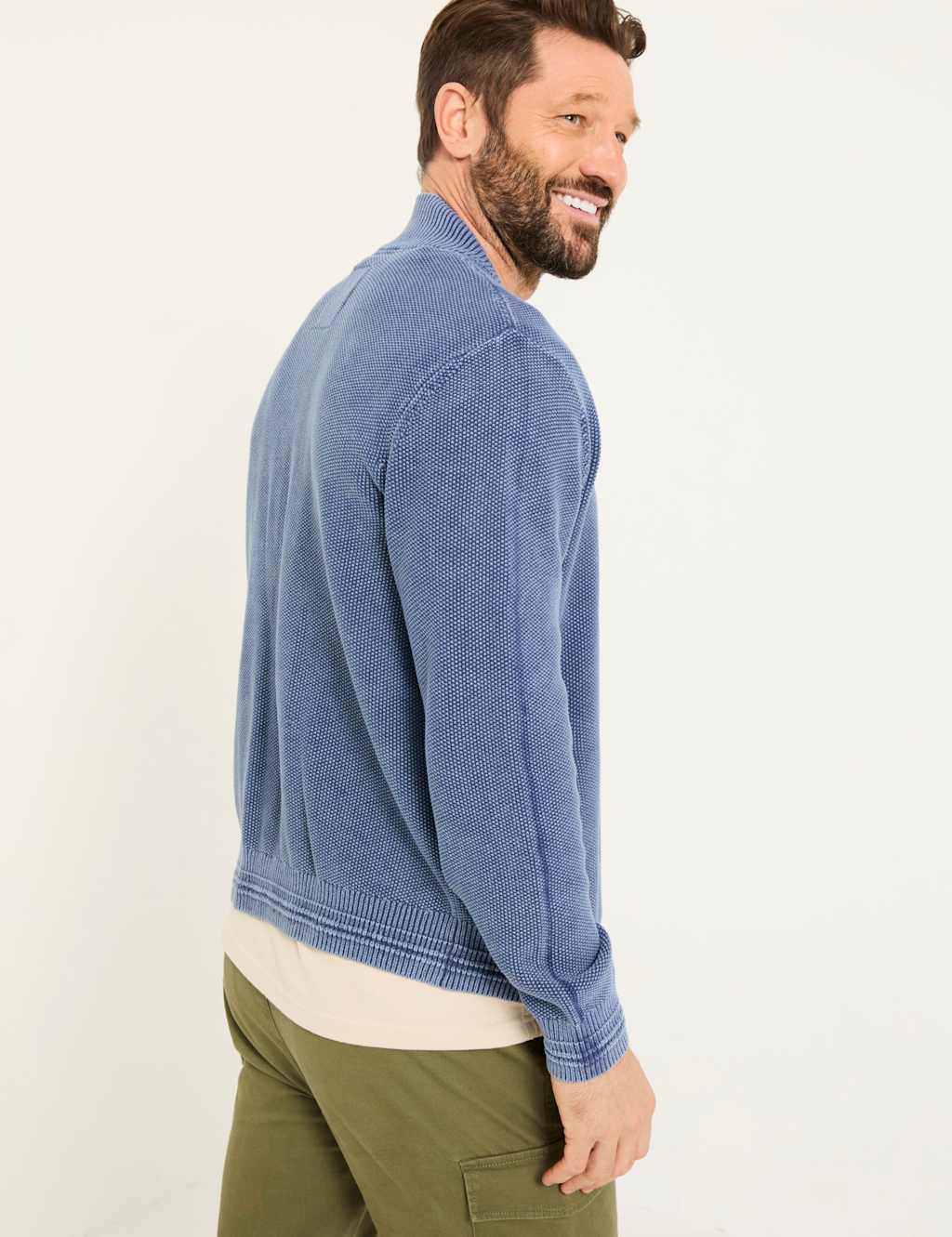 Pure Cotton Zip Up Knitted Bomber 4 of 5