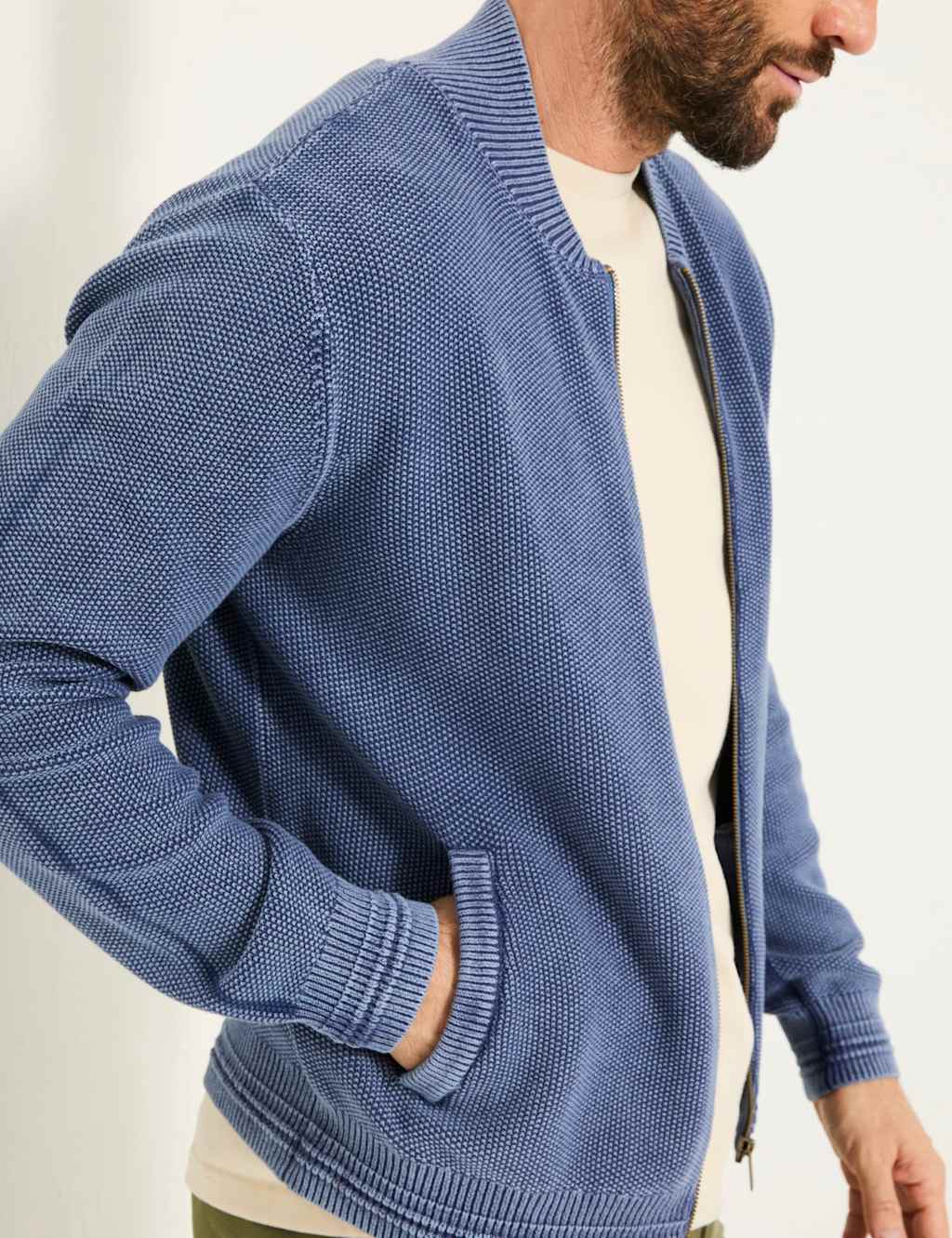 Pure Cotton Zip Up Knitted Bomber 5 of 5