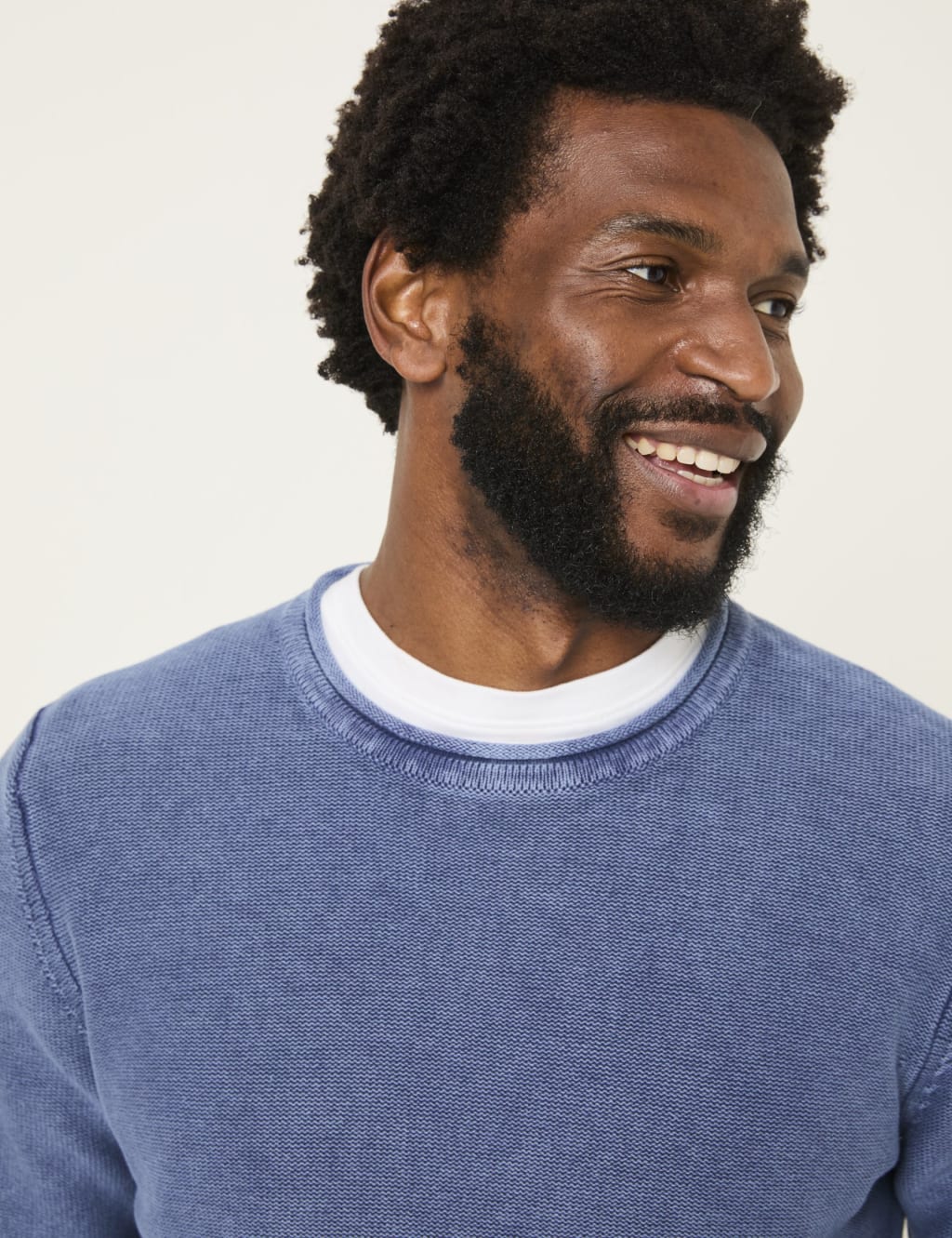 Pure Cotton Textured Crew Neck Jumper 5 of 5
