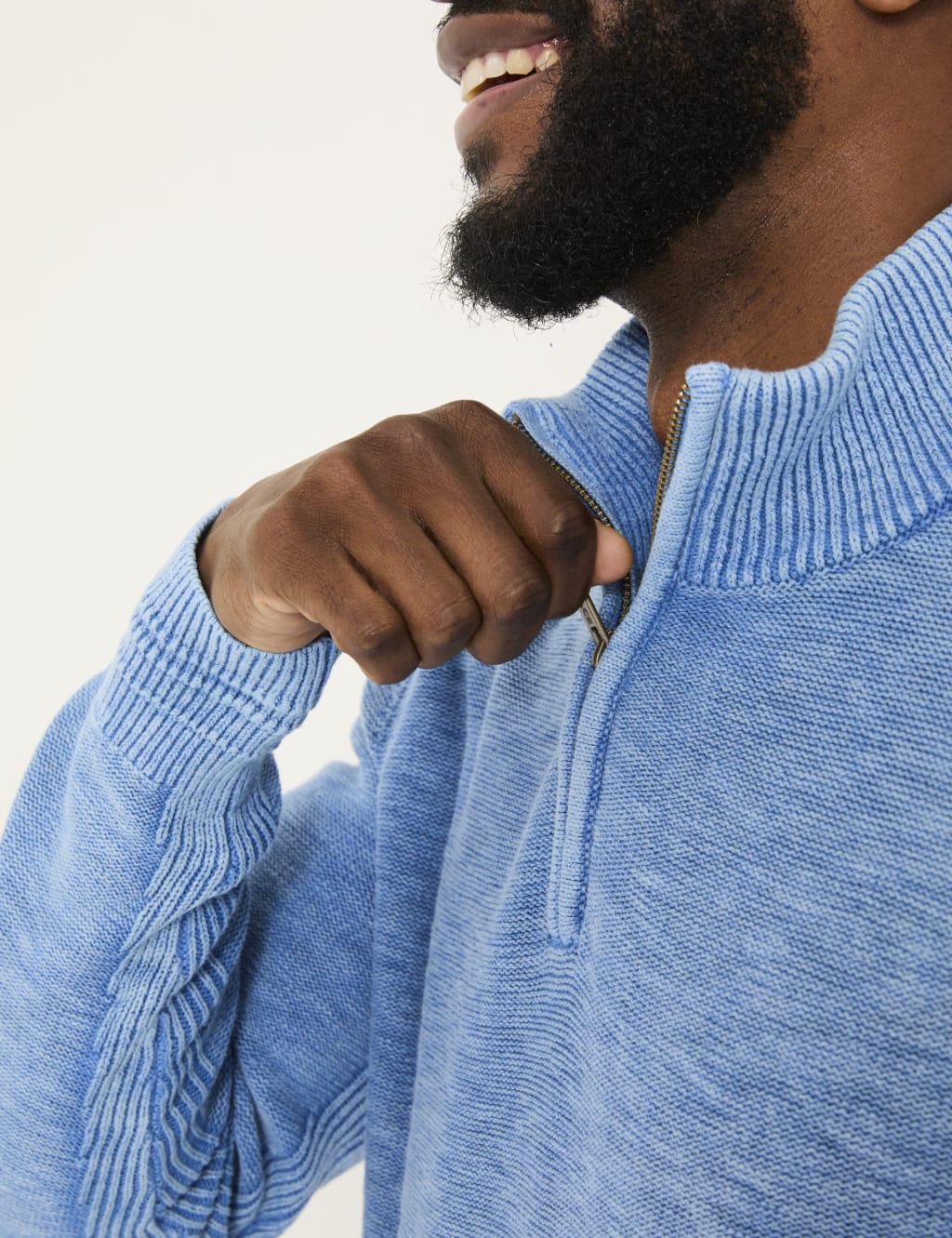 Pure Cotton Textured Half Zip Jumper 4 of 6