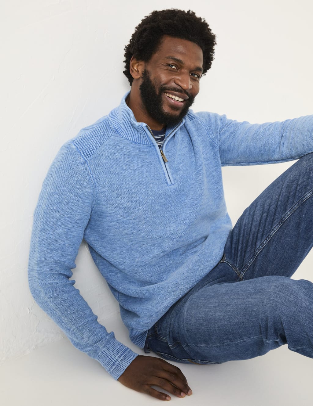 Pure Cotton Textured Half Zip Jumper 5 of 6