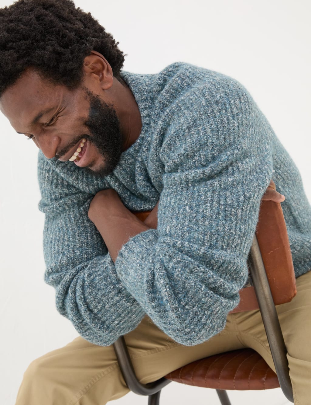 Cotton Blend Textured Crew Neck Jumper 6 of 6