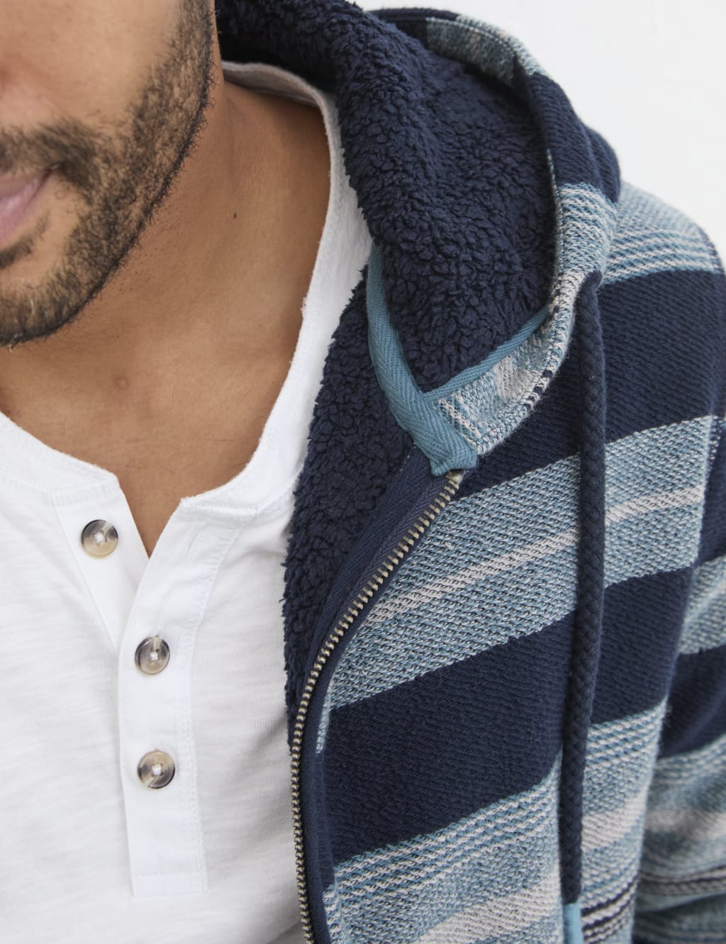 Pure Cotton Borg Lined Zip Up Hoodie FatFace M S