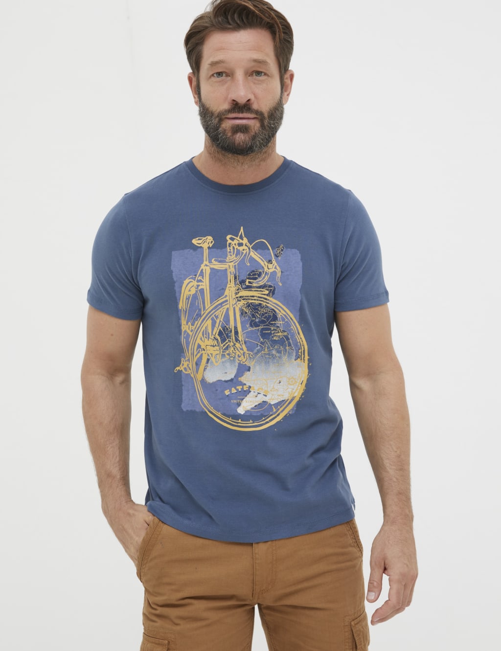 Pure Cotton Bike & Map Graphic T-Shirt 1 of 5