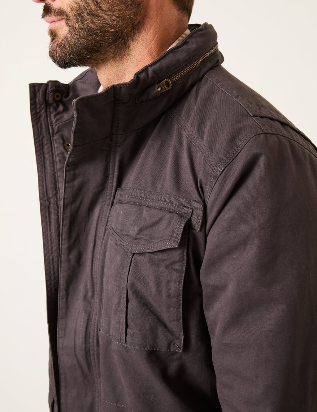 Pure Cotton Funnel Neck Jacket 4 of 5