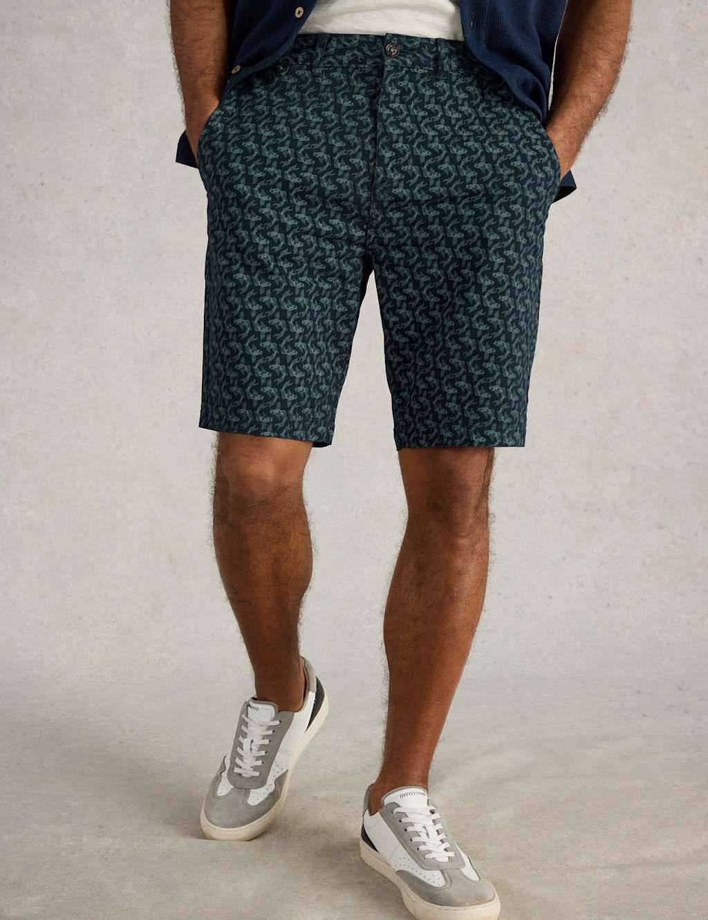 Cotton Rich Fish Print Chino Shorts 3 of 6