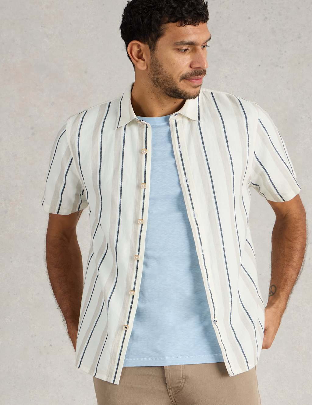 Regular Fit Linen Rich Striped Shirt 5 of 6