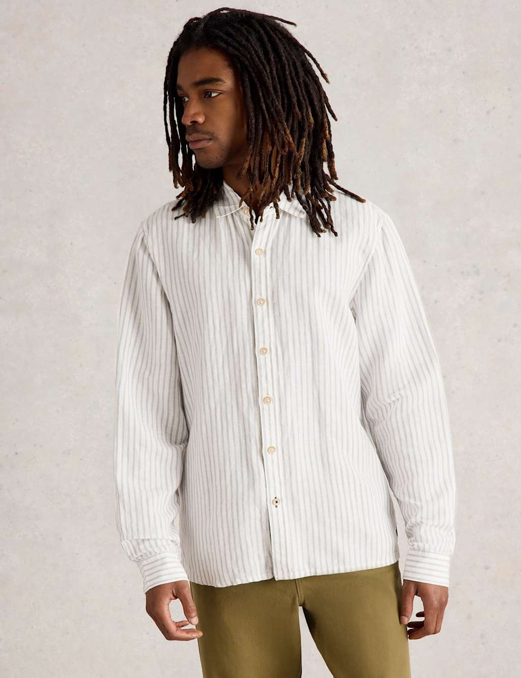 Regular Fit Linen Rich Striped Shirt 5 of 6
