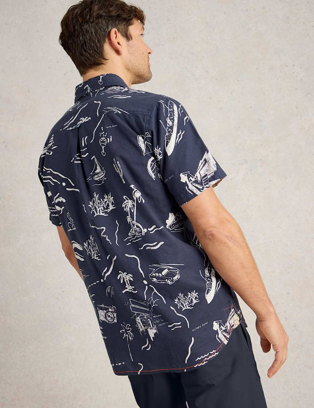 Linen Rich Print Short Sleeve Shirt 4 of 5