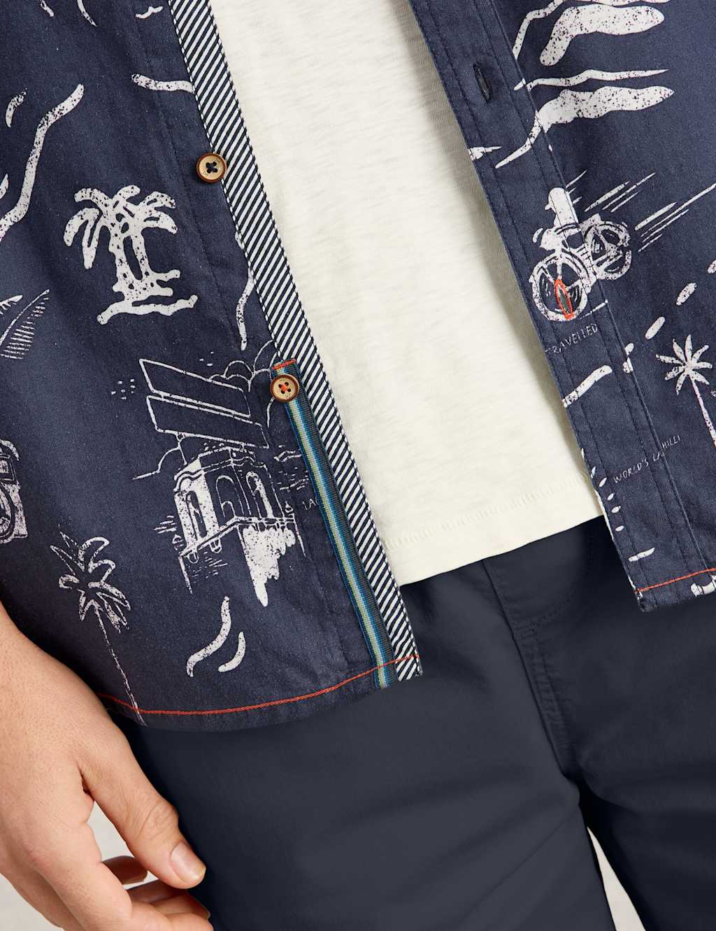 Linen Rich Print Short Sleeve Shirt 5 of 5