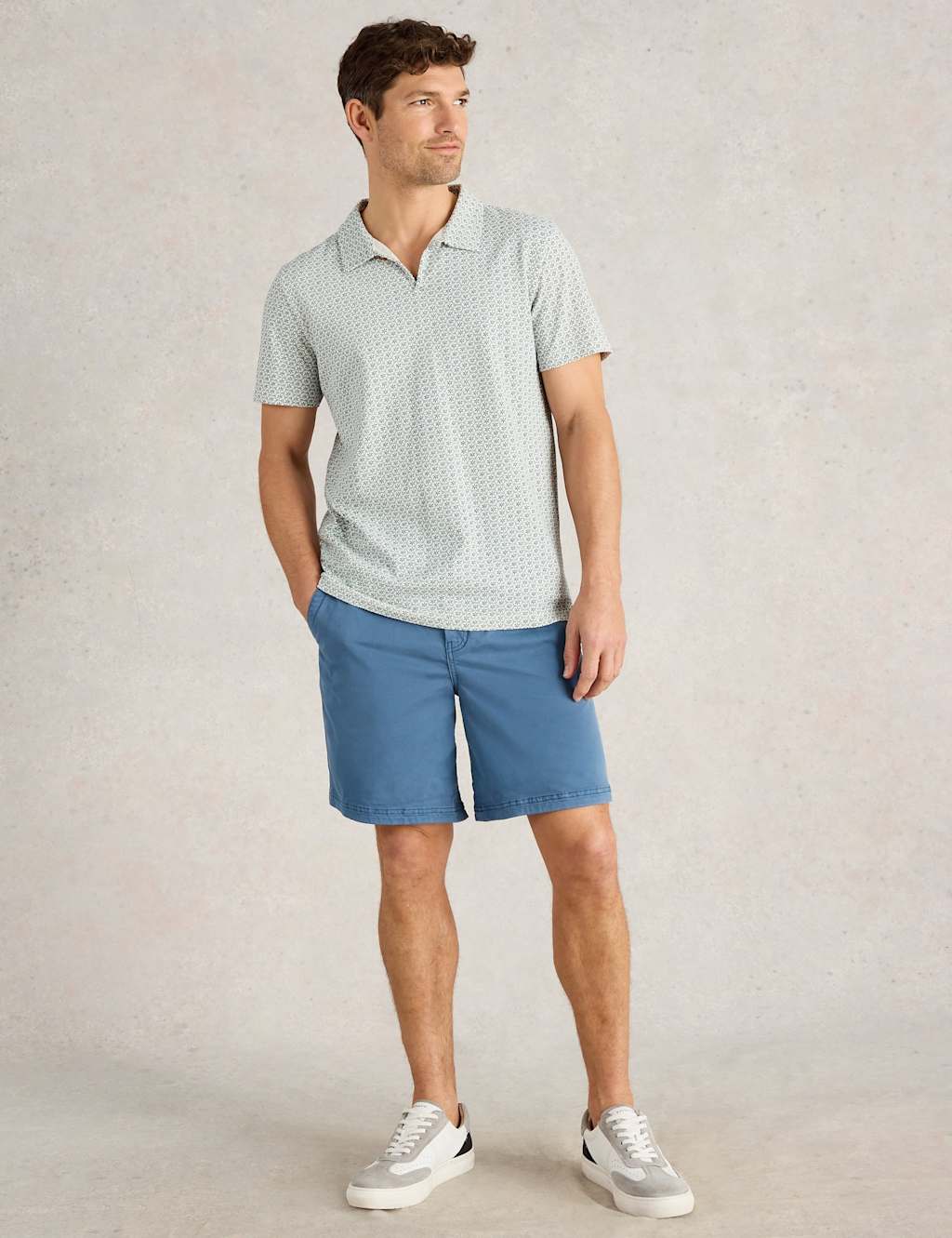 Pure Cotton Geometric Print Polo Shirt 3 of 6
