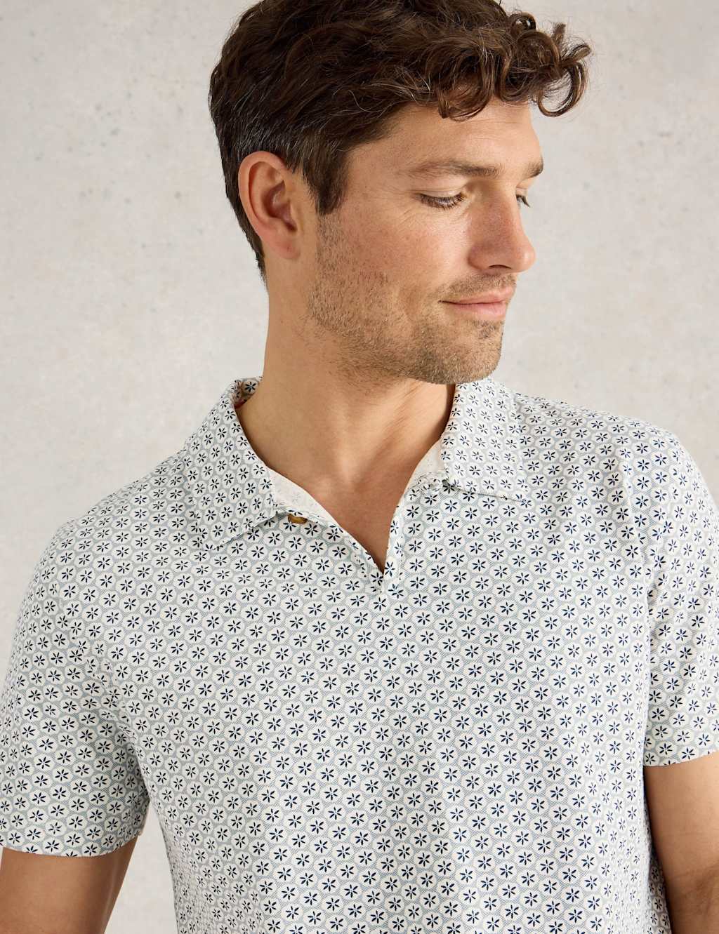 Pure Cotton Geometric Print Polo Shirt 5 of 6