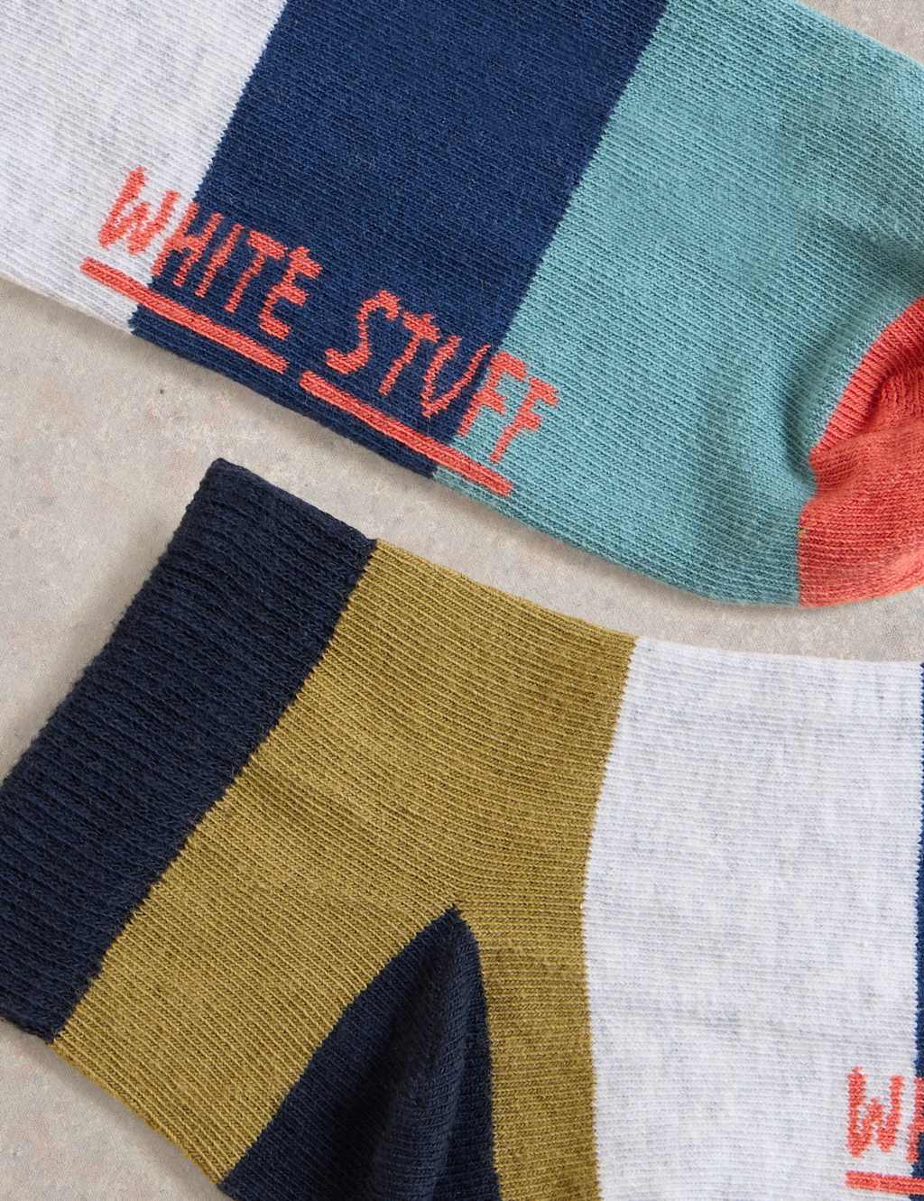 Striped Cotton Rich Trainer Socks 2 of 2