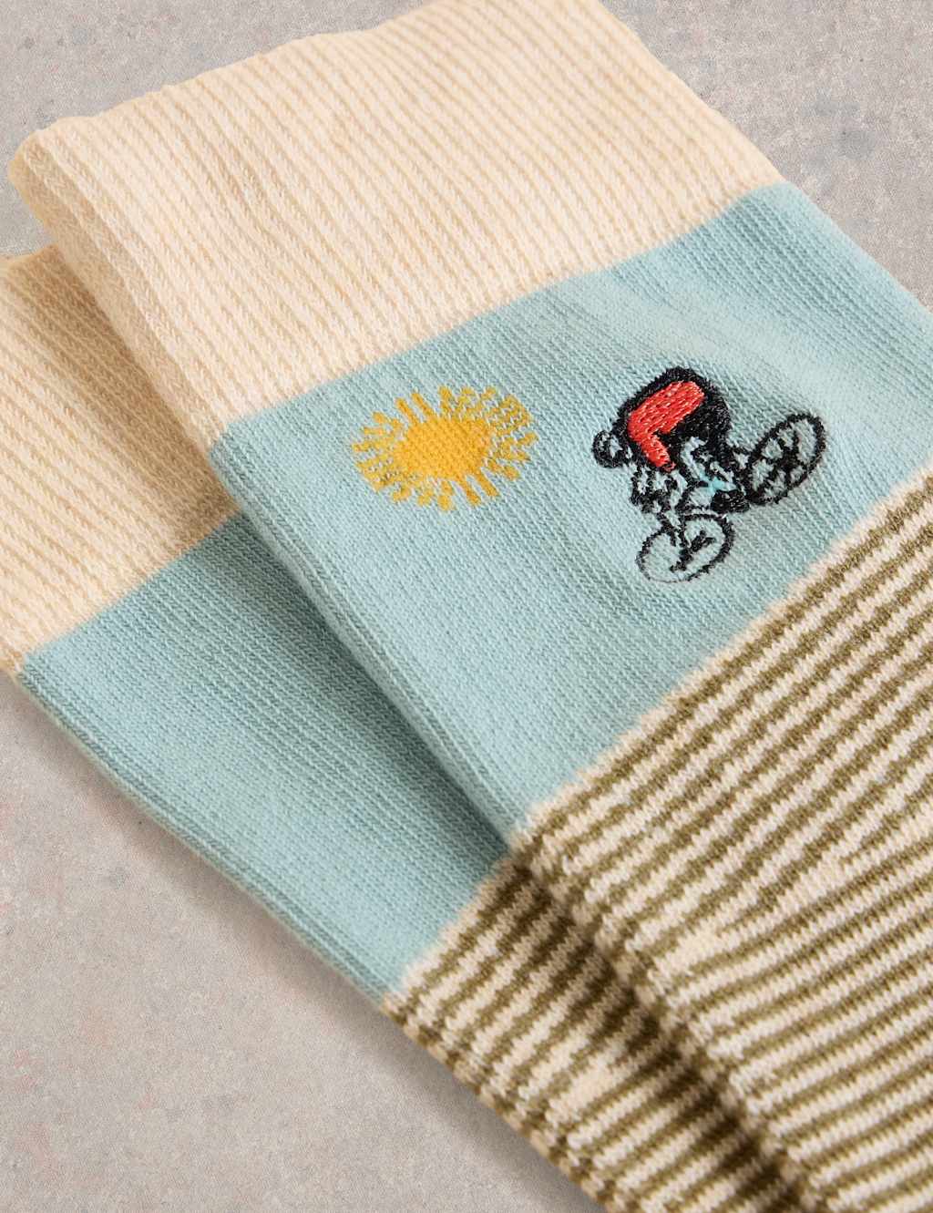 Embroidered Cyclist Cotton Rich Socks 2 of 2