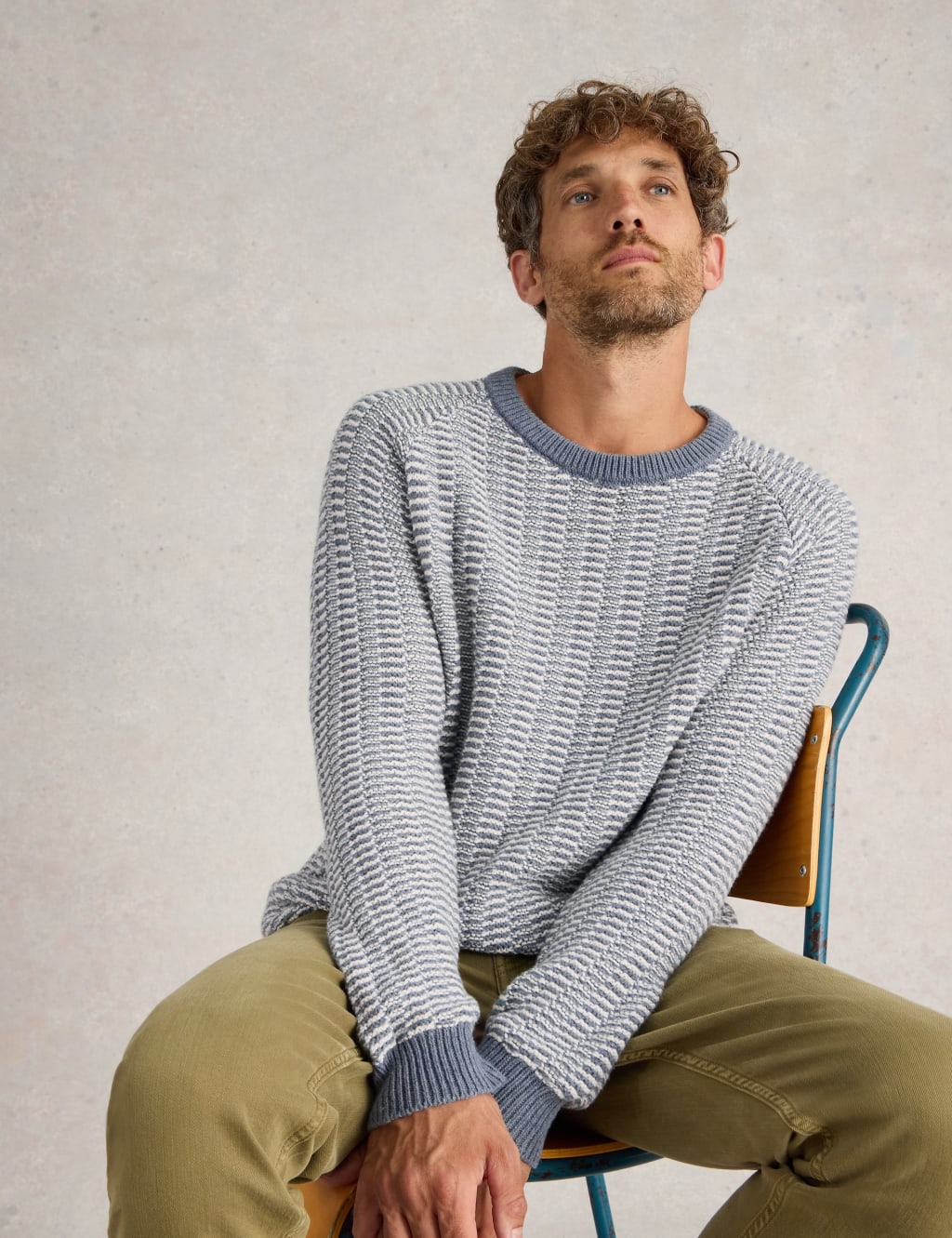 Cotton Rich Textured Jumper With Merino Wool 1 of 6