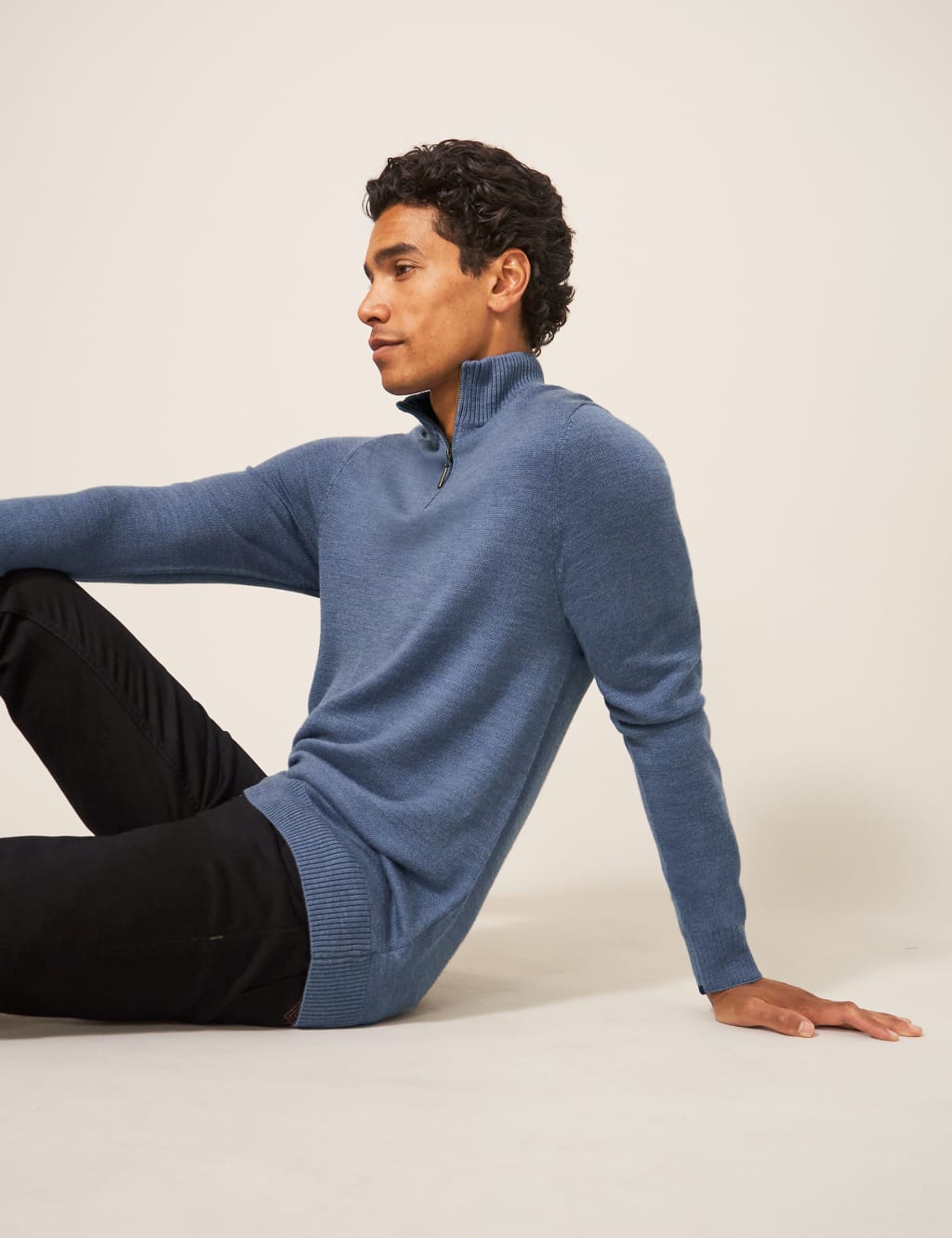 Pure Merino Wool Funnel Neck Half Zip Jumper 3 of 6