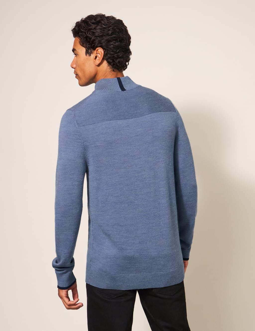 Pure Merino Wool Funnel Neck Half Zip Jumper 4 of 6