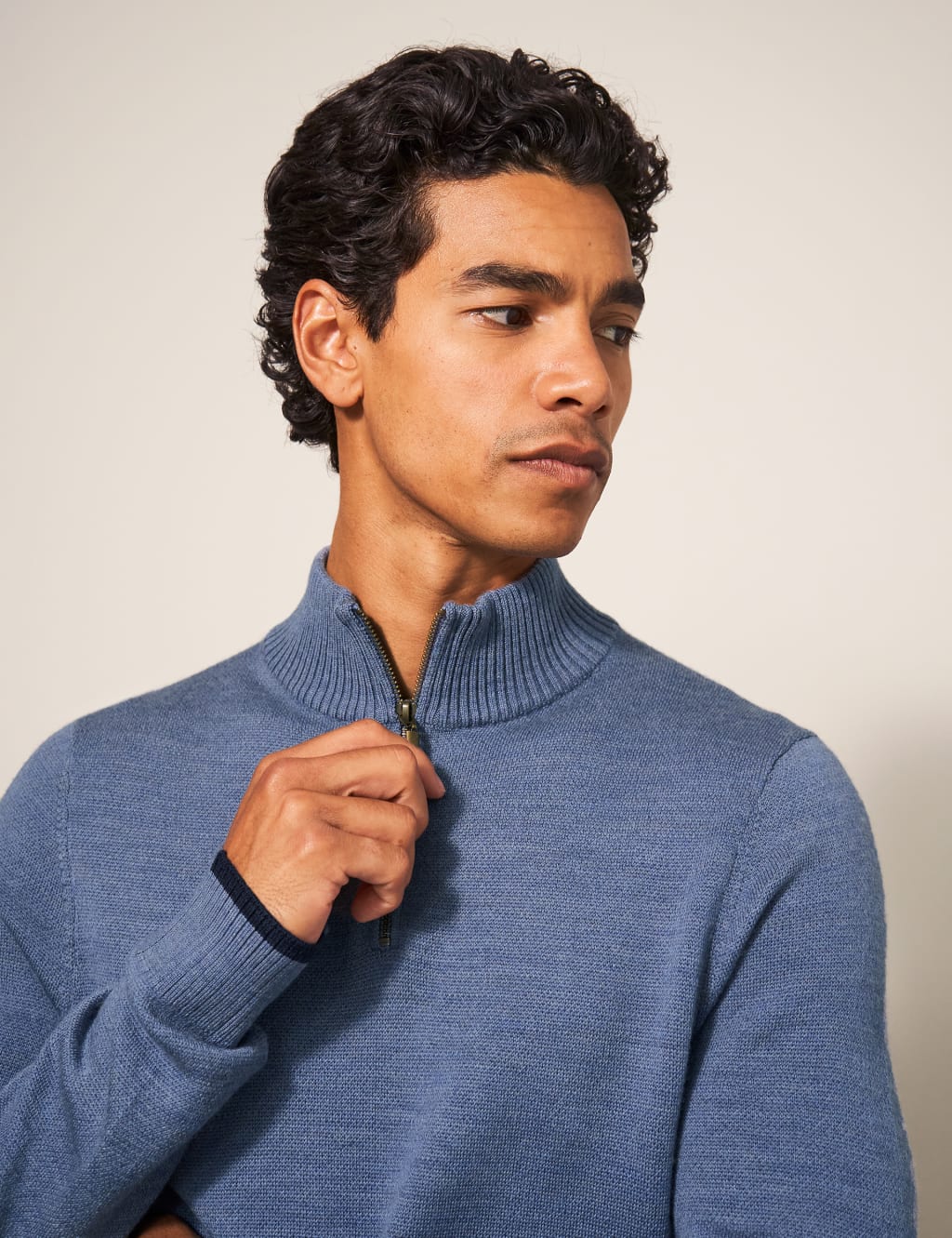 Pure Merino Wool Funnel Neck Half Zip Jumper 5 of 6