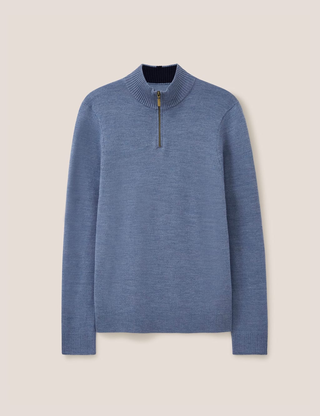 Pure Merino Wool Funnel Neck Half Zip Jumper 2 of 6