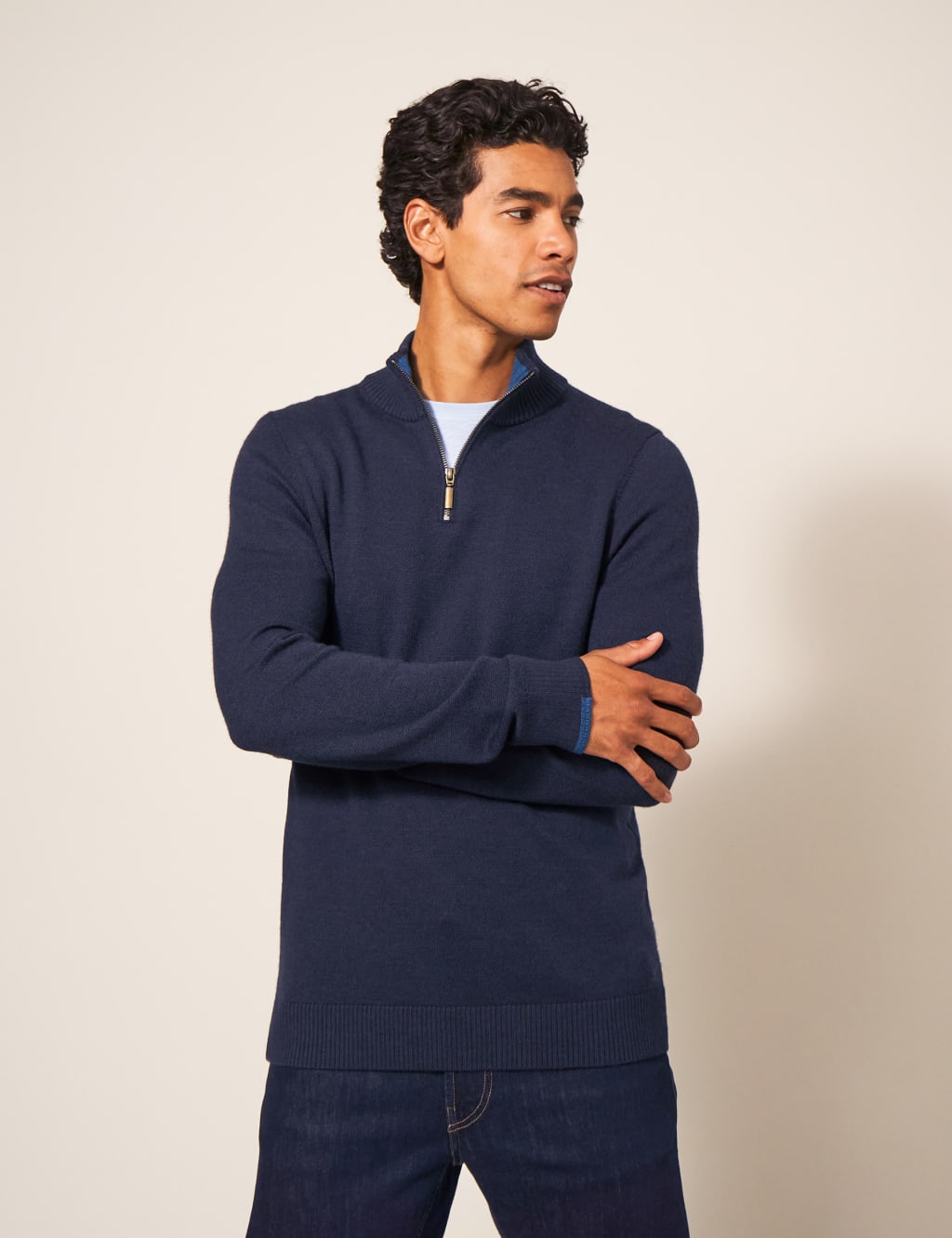 Half zip funnel neck jumper mens store