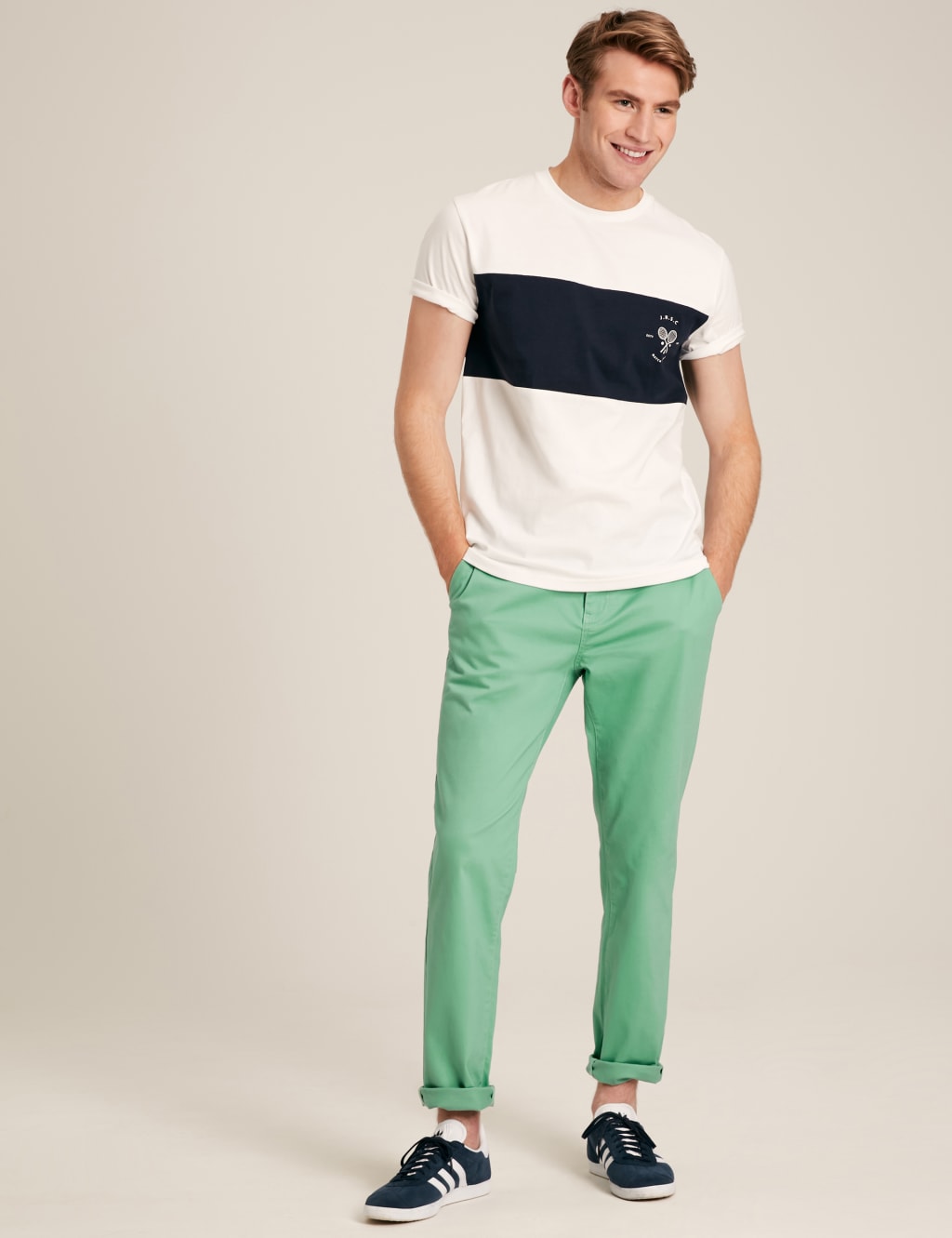 Pure Cotton Crew Neck Colour Block T-Shirt 2 of 5