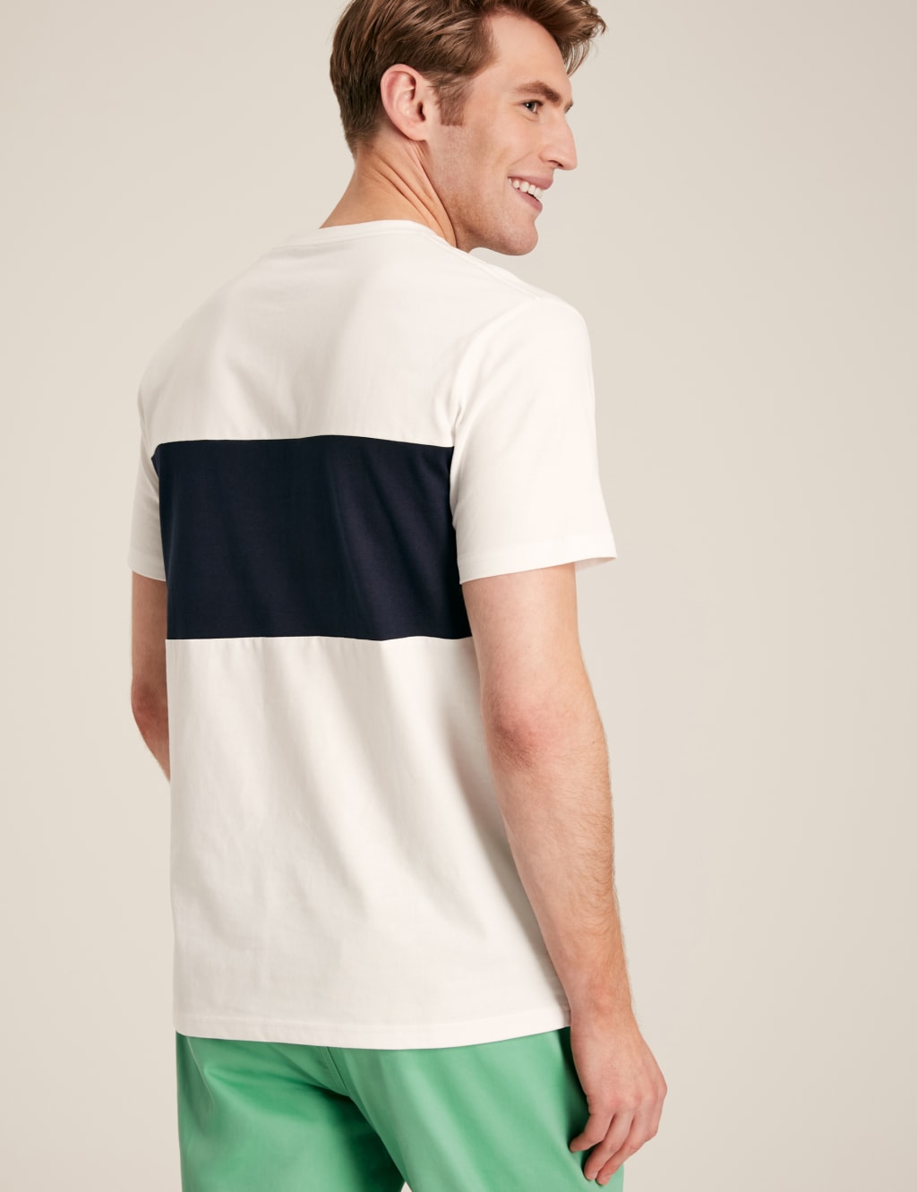 Pure Cotton Crew Neck Colour Block T-Shirt 3 of 5