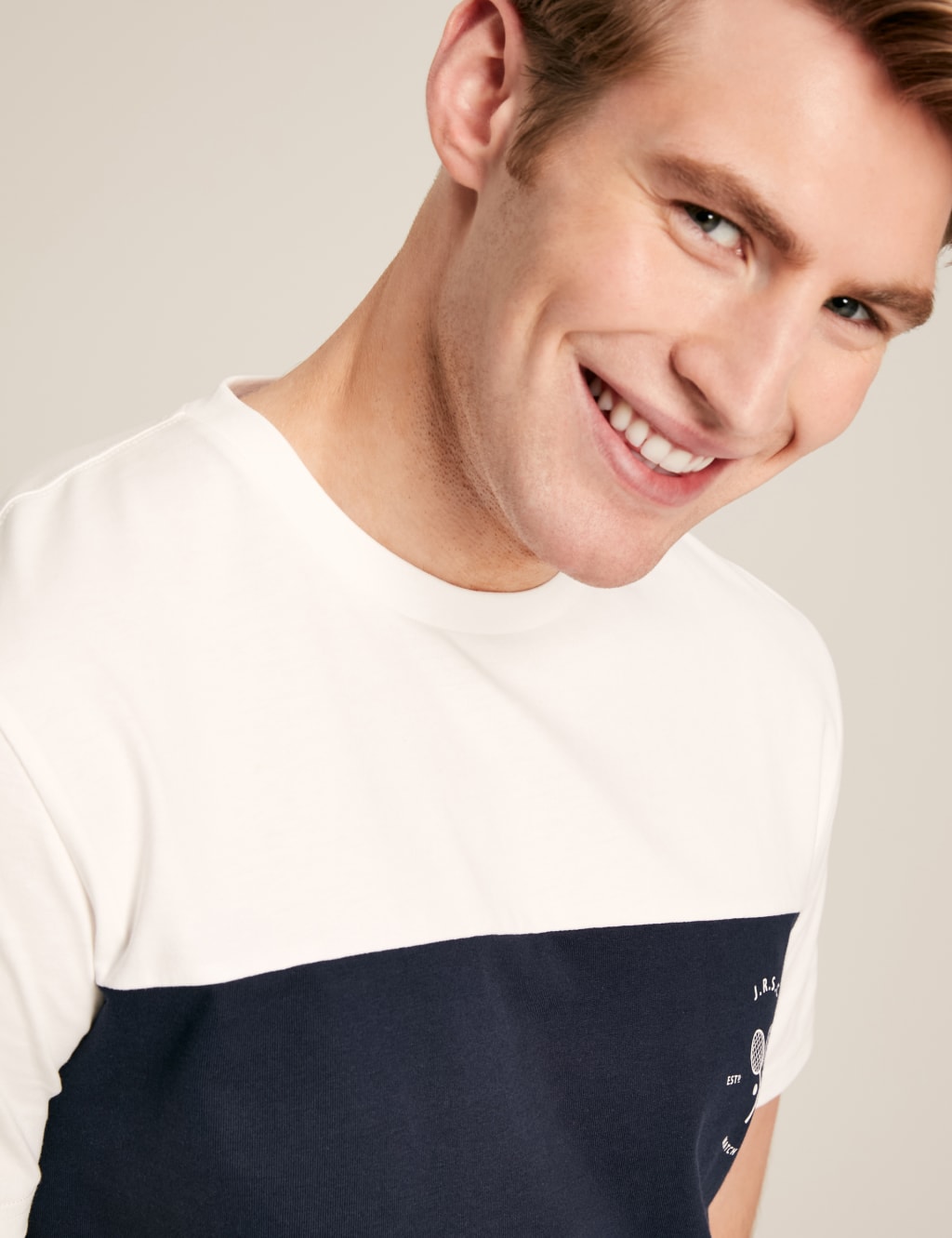 Pure Cotton Crew Neck Colour Block T-Shirt 4 of 5